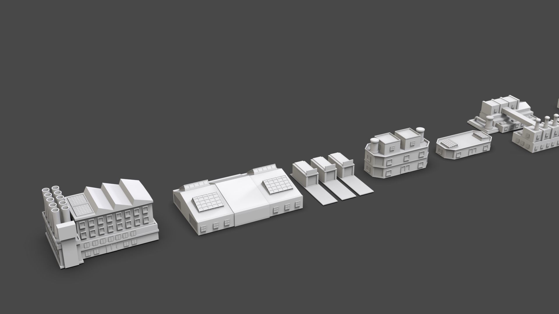 Low Poly City Buildings Pack Of 210 - Game Ready - Untextured  3D model_15