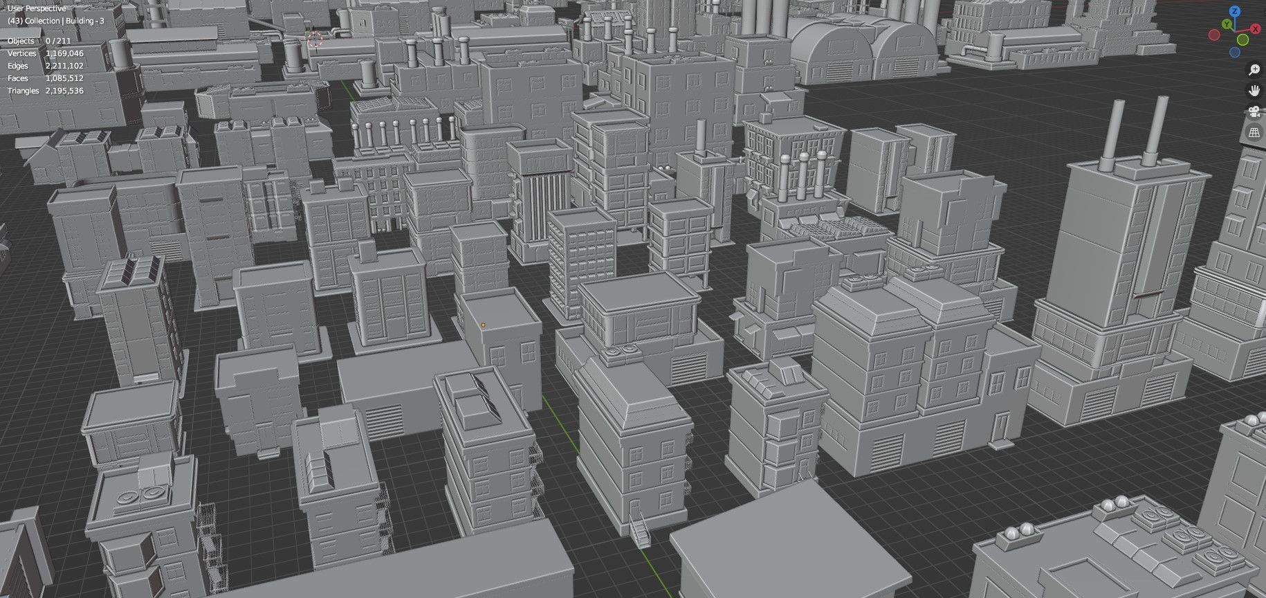 Low Poly City Buildings Pack Of 210 - Game Ready - Untextured  3D model_73