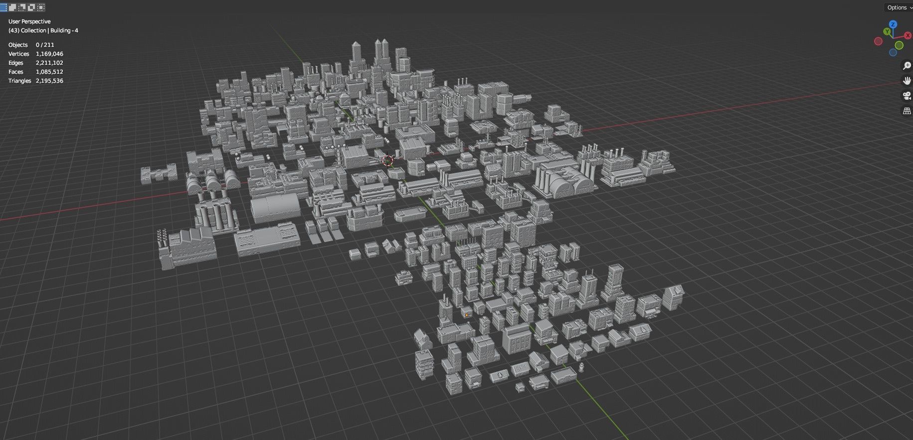 Low Poly City Buildings Pack Of 210 - Game Ready - Untextured  3D model_78
