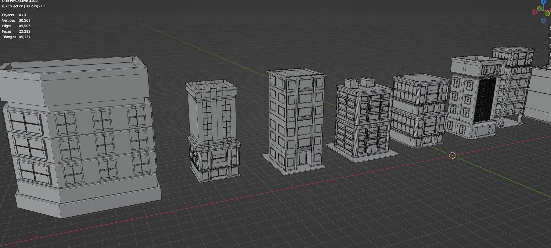 Low Poly City Buildings Pack Of 210 - Game Ready - Untextured  3D model_106