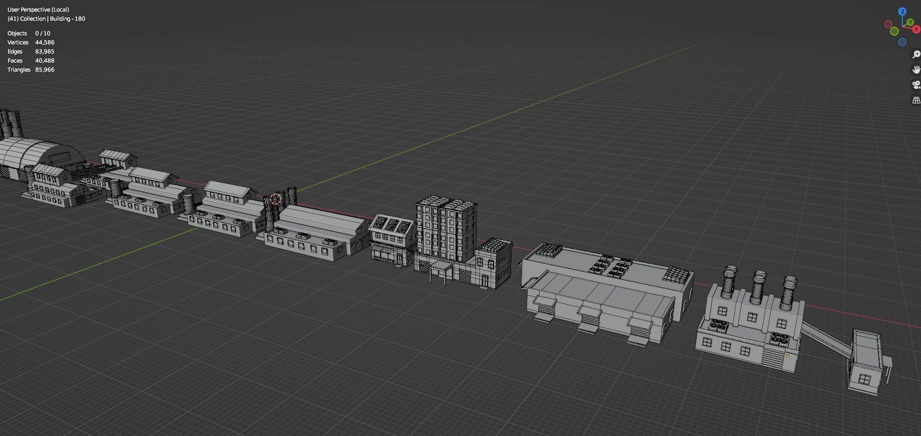 Low Poly City Buildings Pack Of 210 - Game Ready - Untextured  3D model_137