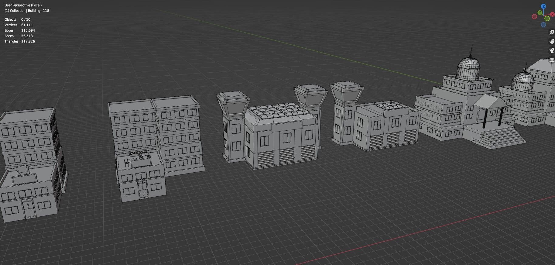 Low Poly City Buildings Pack Of 210 - Game Ready - Untextured  3D model_100
