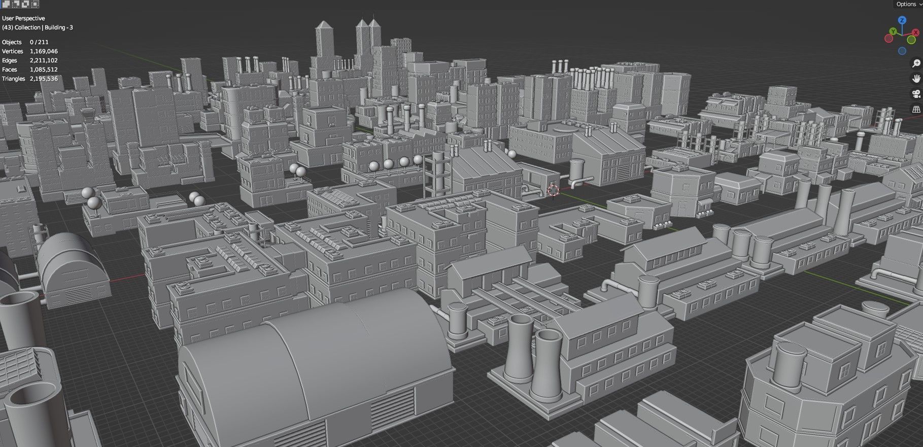 Low Poly City Buildings Pack Of 210 - Game Ready - Untextured  3D model_91