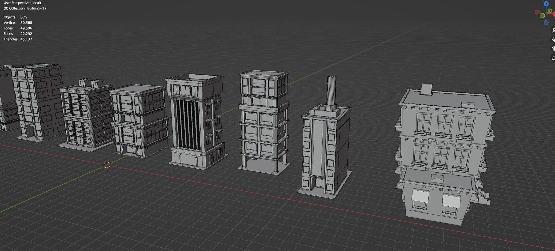 Low Poly City Buildings Pack Of 210 - Game Ready - Untextured  3D model_107