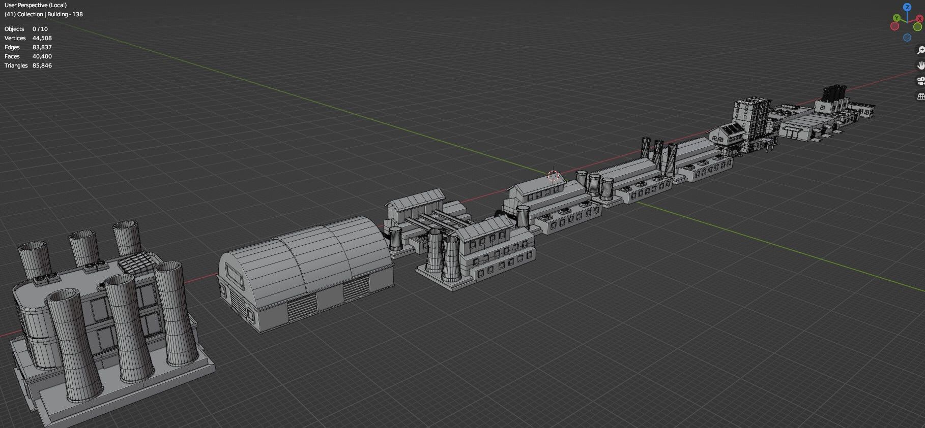 Low Poly City Buildings Pack Of 210 - Game Ready - Untextured  3D model_114