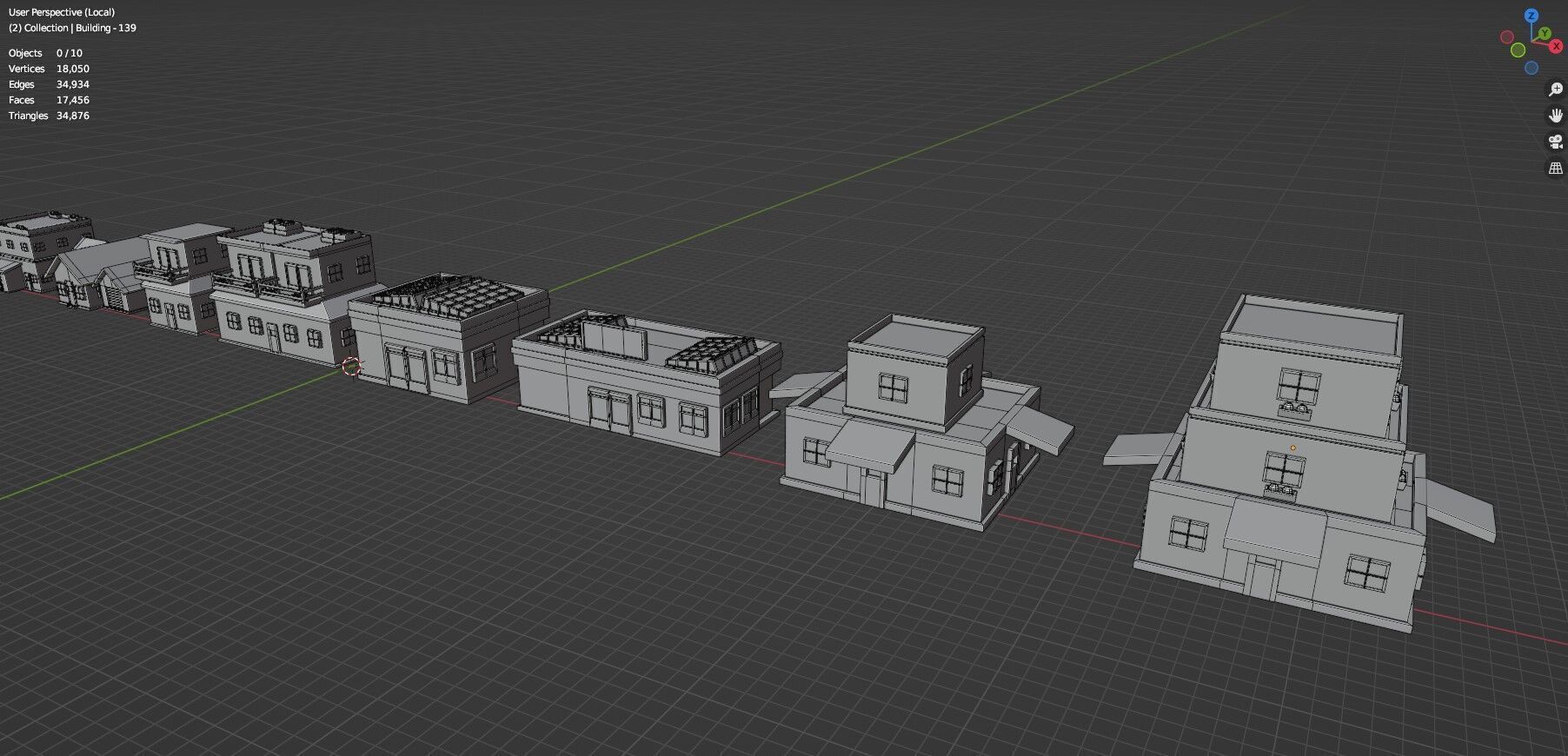 Low Poly City Buildings Pack Of 210 - Game Ready - Untextured  3D model_96