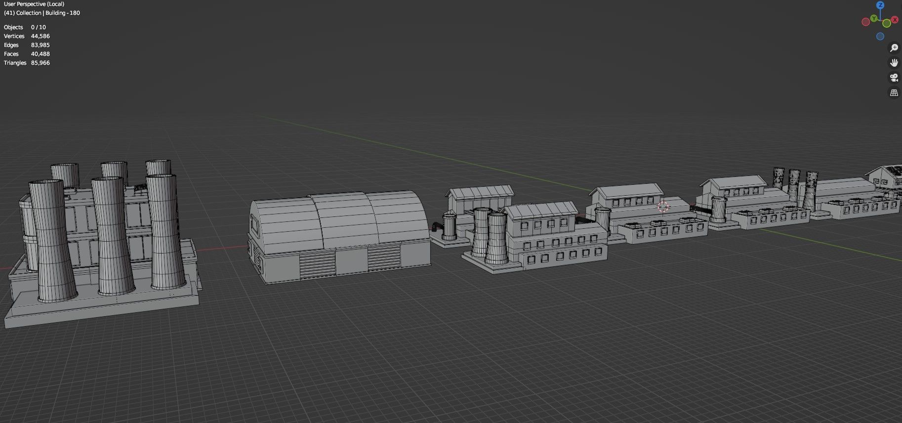 Low Poly City Buildings Pack Of 210 - Game Ready - Untextured  3D model_136