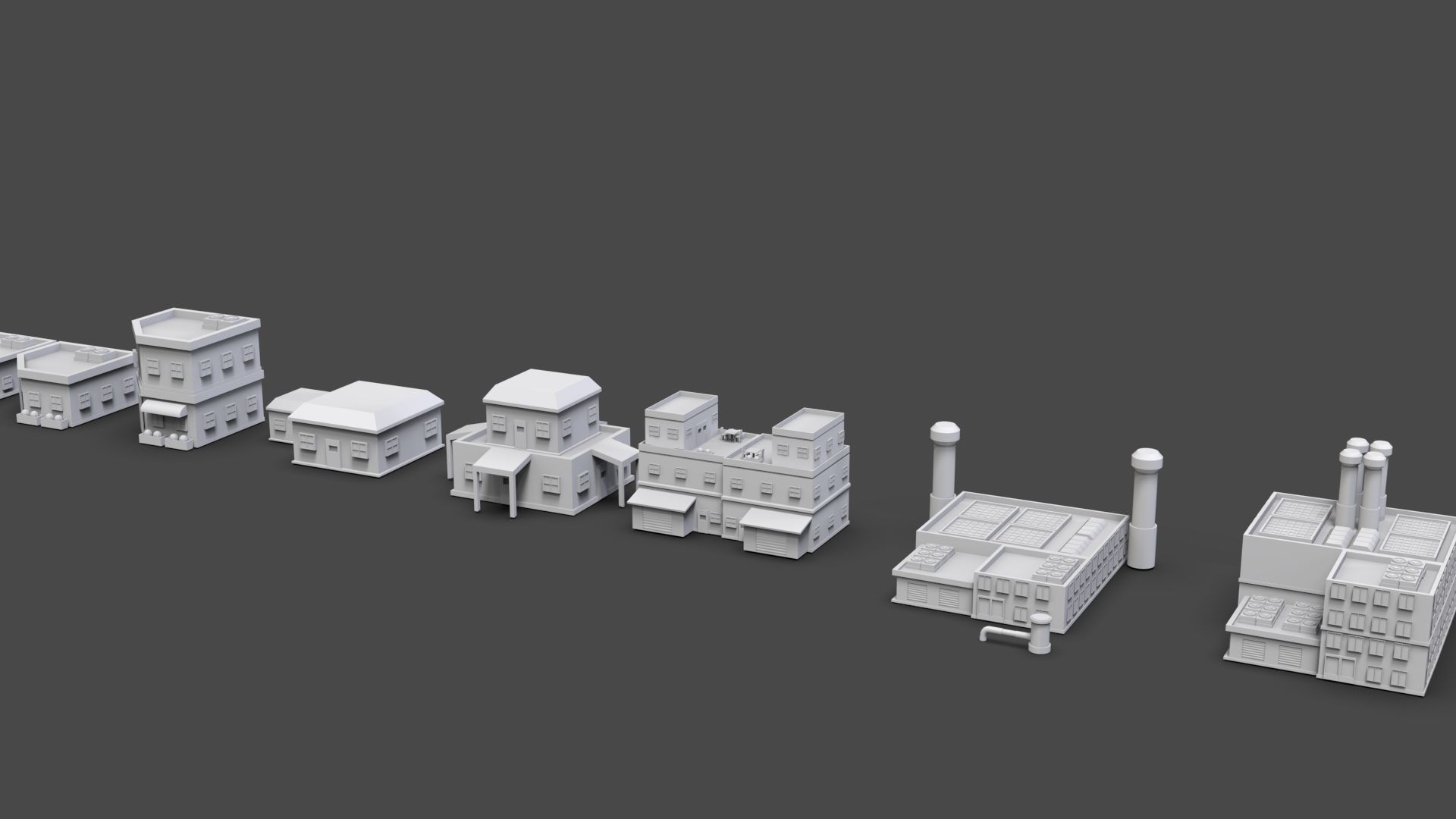 Low Poly City Buildings Pack Of 210 - Game Ready - Untextured  3D model_67