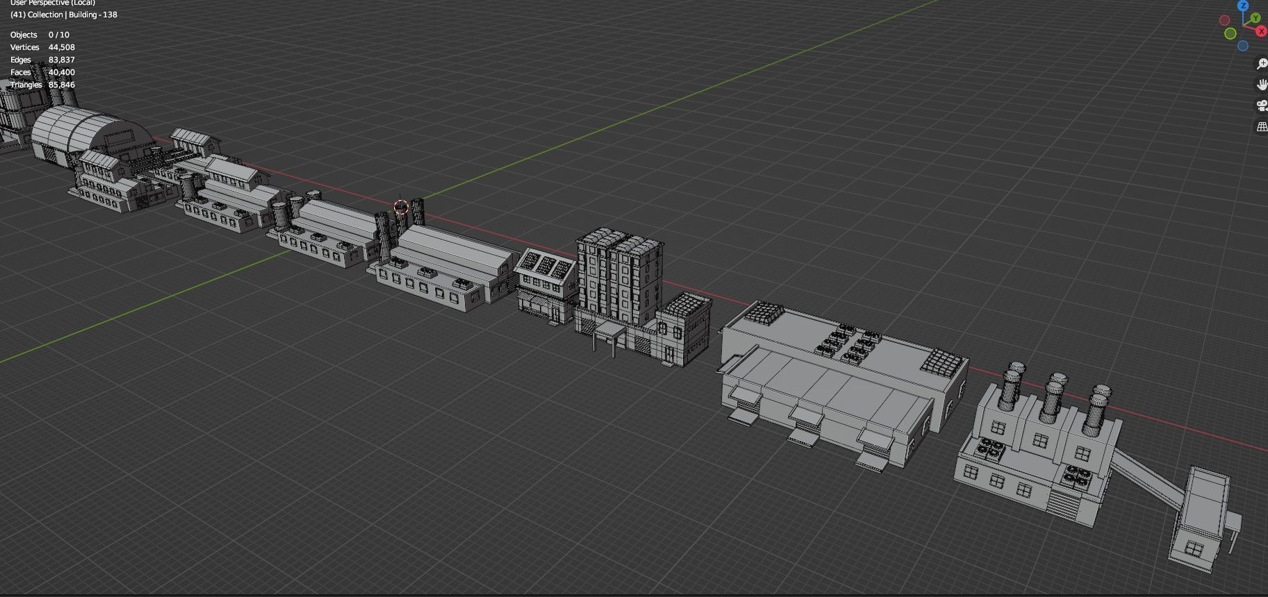 Low Poly City Buildings Pack Of 210 - Game Ready - Untextured  3D model_138