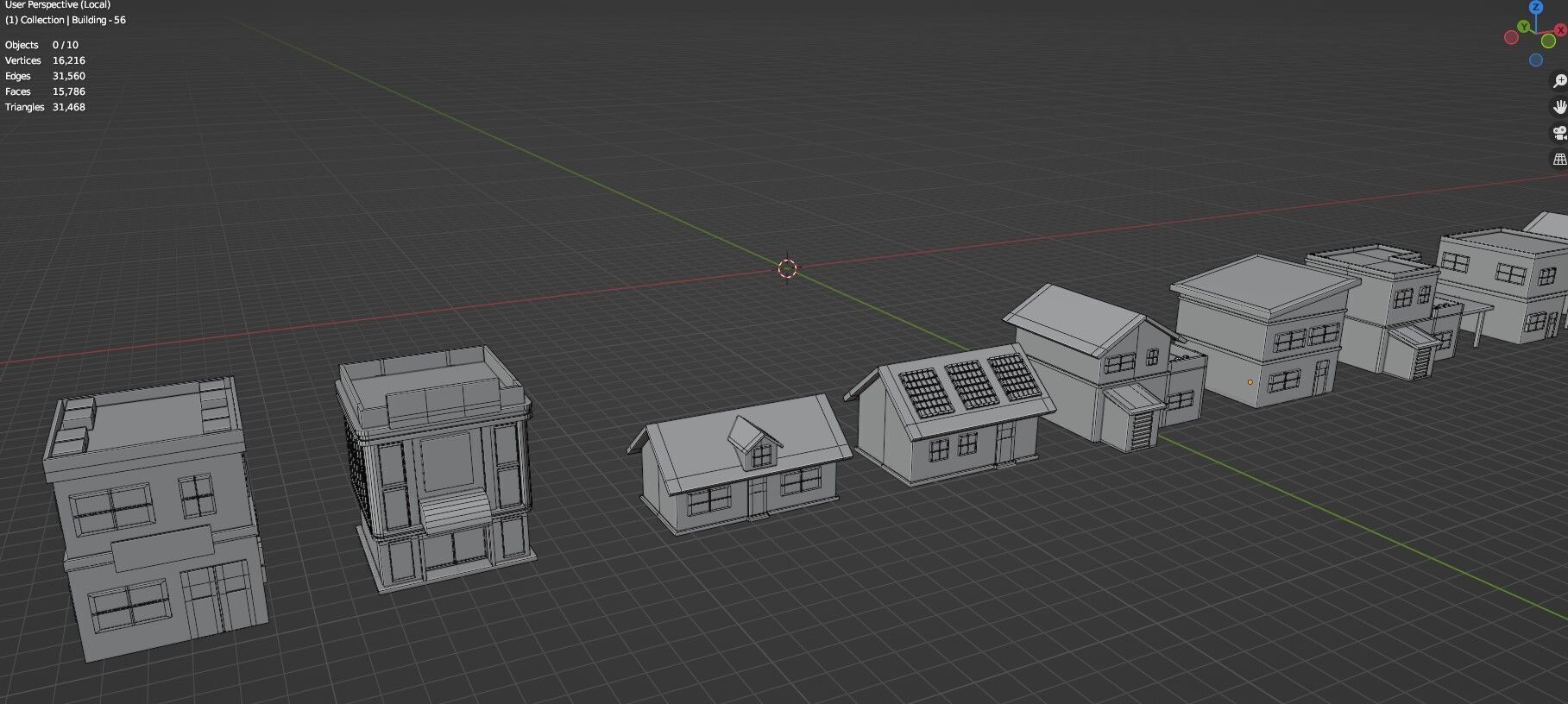 Low Poly City Buildings Pack Of 210 - Game Ready - Untextured  3D model_133