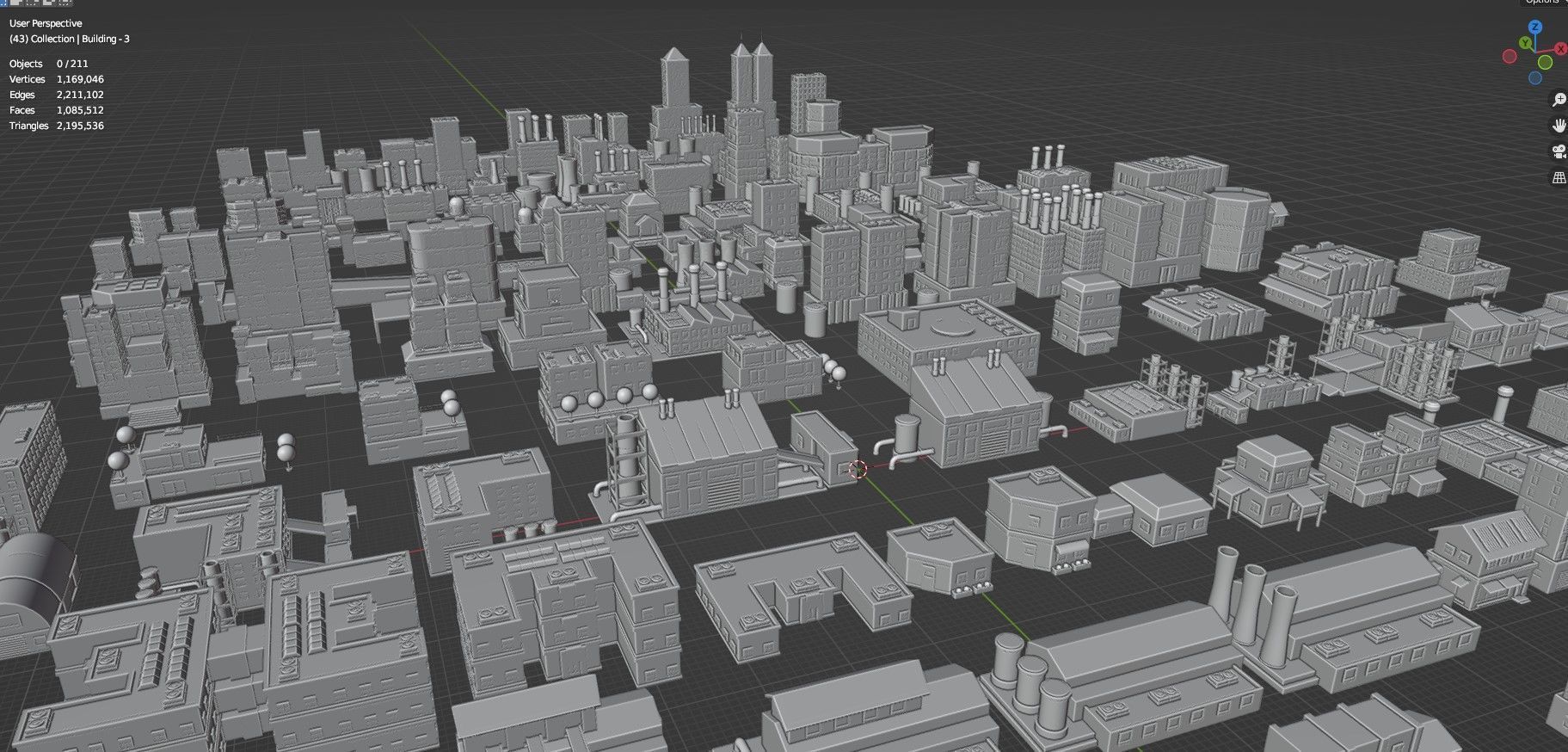 Low Poly City Buildings Pack Of 210 - Game Ready - Untextured  3D model_75