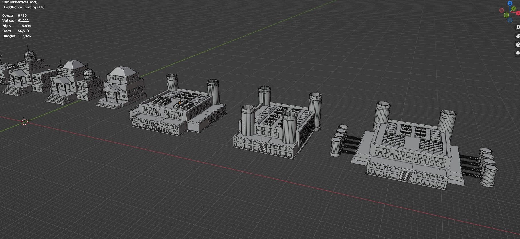 Low Poly City Buildings Pack Of 210 - Game Ready - Untextured  3D model_101