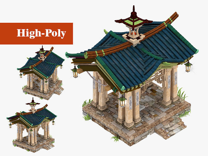 Japanese Pagoda 3D model  high-poly 3D model