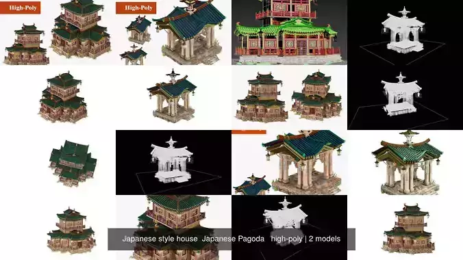 Japanese style house  Japanese Pagoda   high-poly