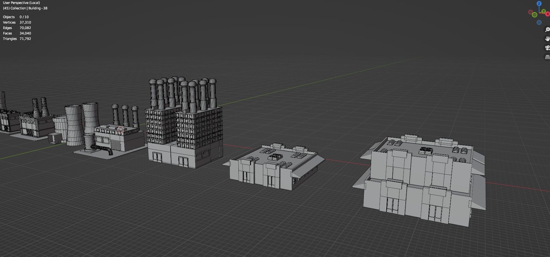 Low Poly Industrial Building Pack Of 60 -Game Ready -Untextured 3D model_26