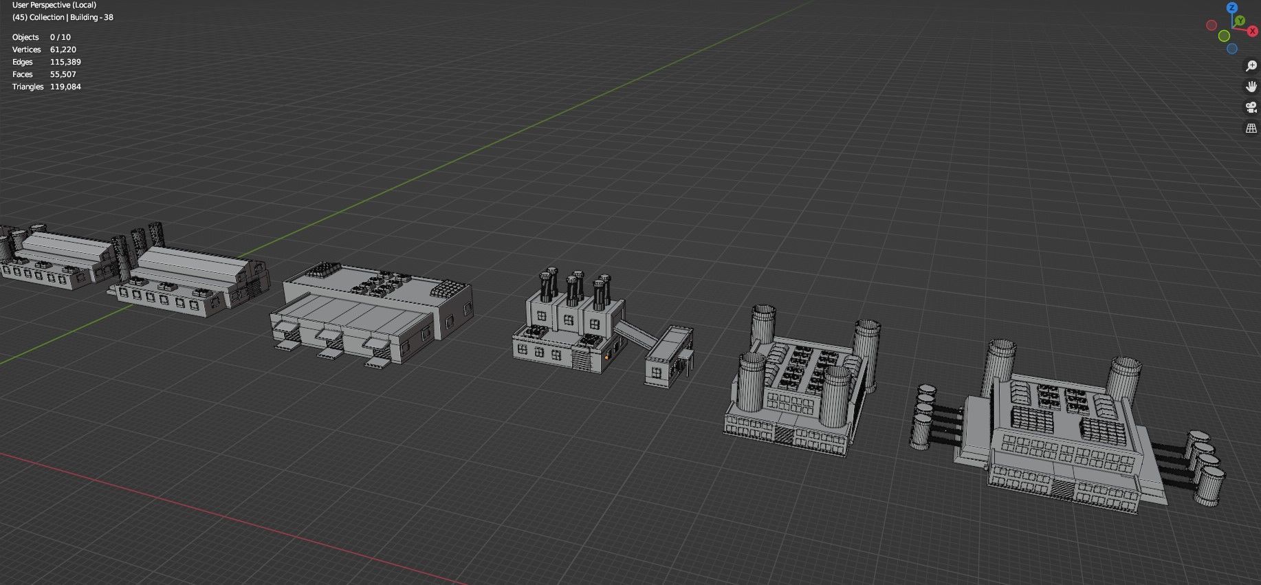 Low Poly Industrial Building Pack Of 60 -Game Ready -Untextured 3D model_36