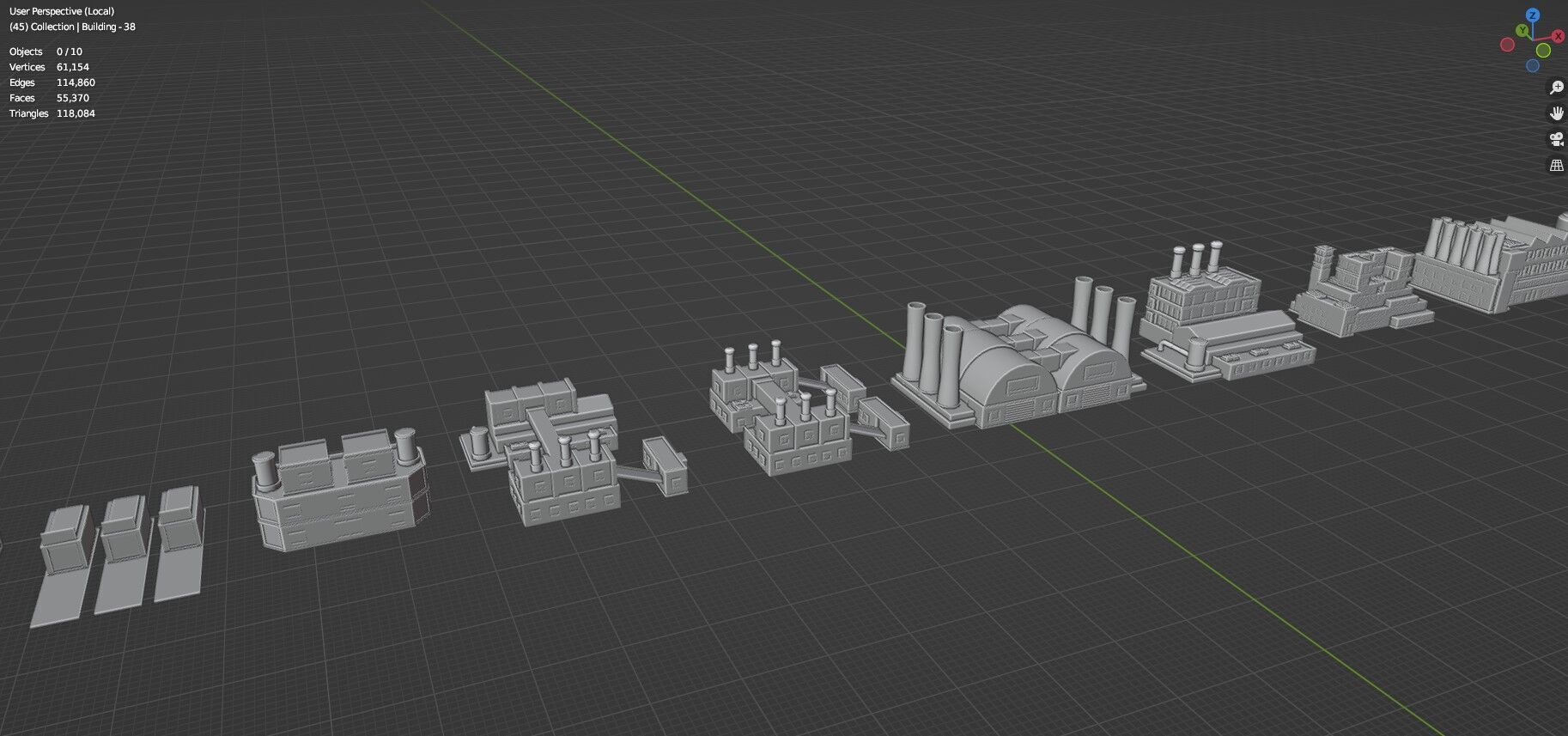 Low Poly Industrial Building Pack Of 60 -Game Ready -Untextured 3D model_51