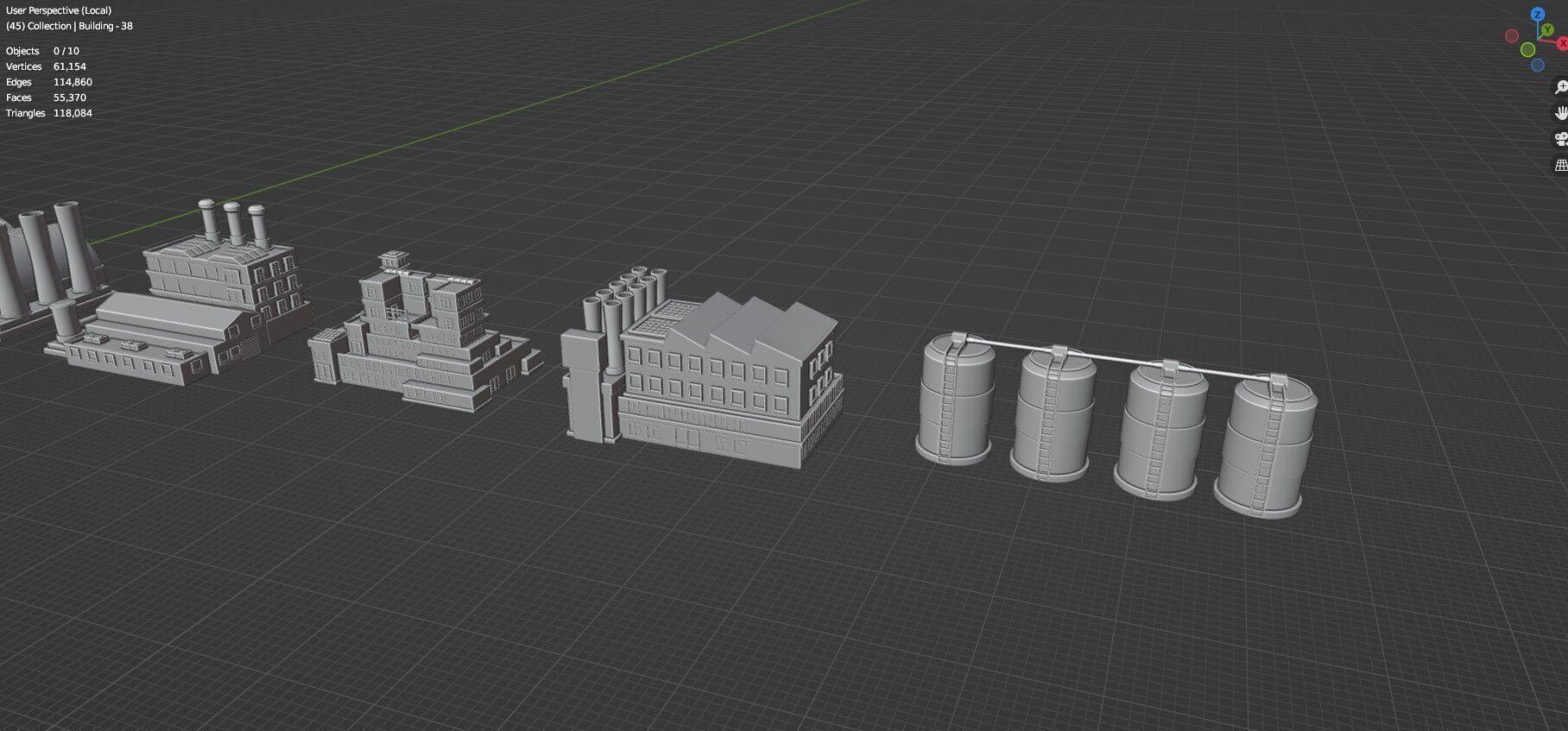 Low Poly Industrial Building Pack Of 60 -Game Ready -Untextured 3D model_56