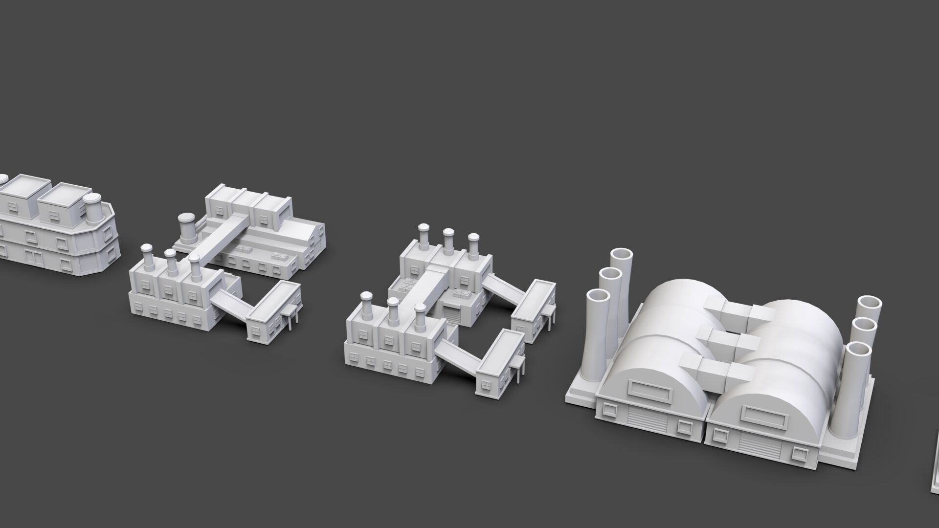 Low Poly Industrial Building Pack Of 60 -Game Ready -Untextured 3D model_9