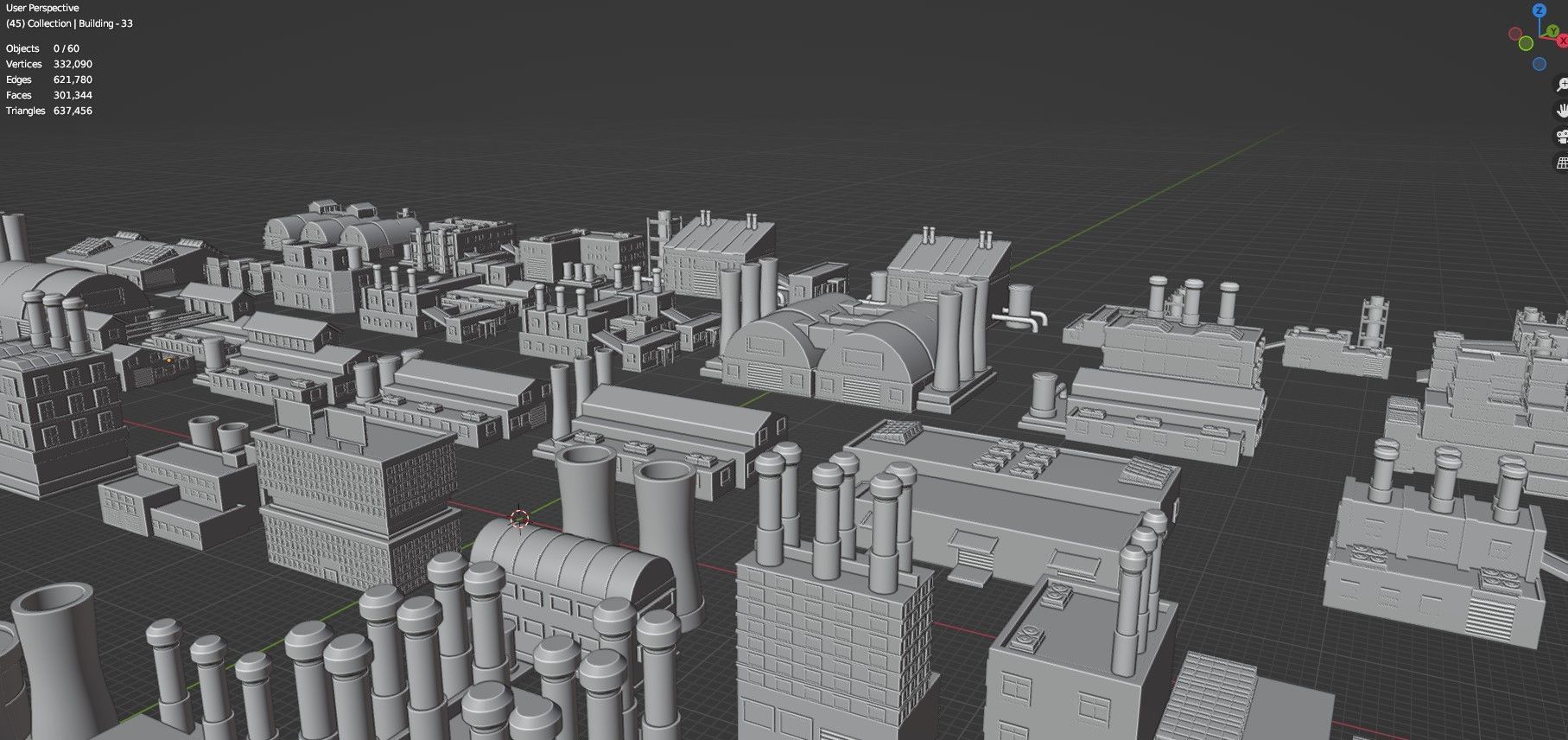 Low Poly Industrial Building Pack Of 60 -Game Ready -Untextured 3D model_58