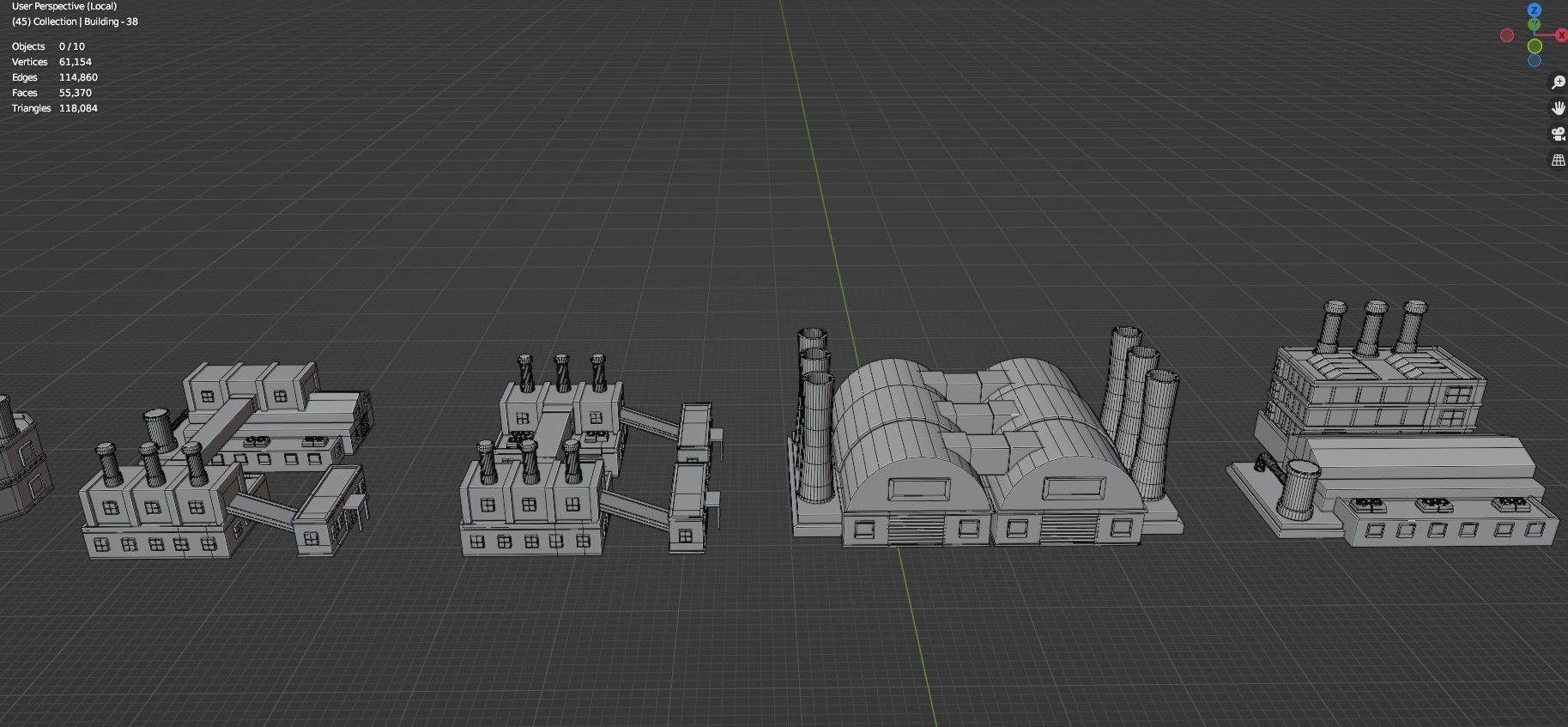 Low Poly Industrial Building Pack Of 60 -Game Ready -Untextured 3D model_34