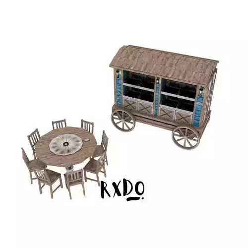 Medieval Wagon Cart 3D Model Assets