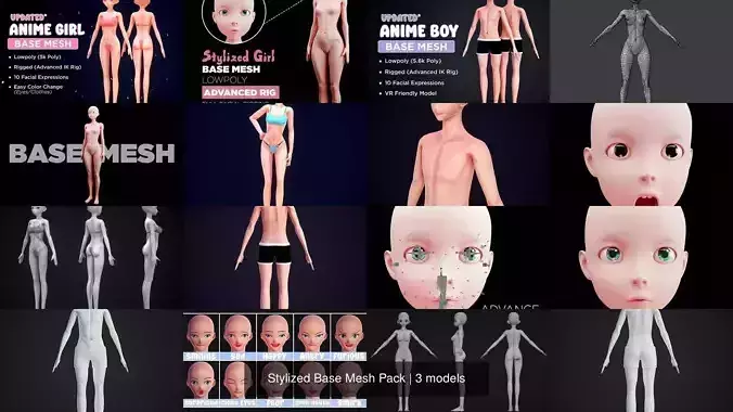 Stylized Base Mesh Pack