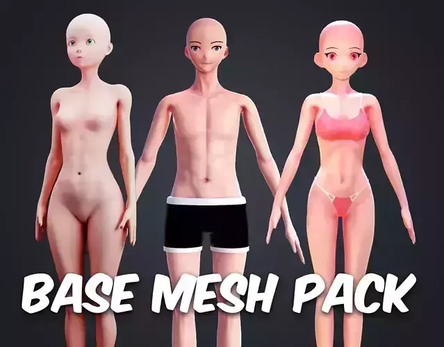 Stylized Base Mesh Pack 3D Model Collection