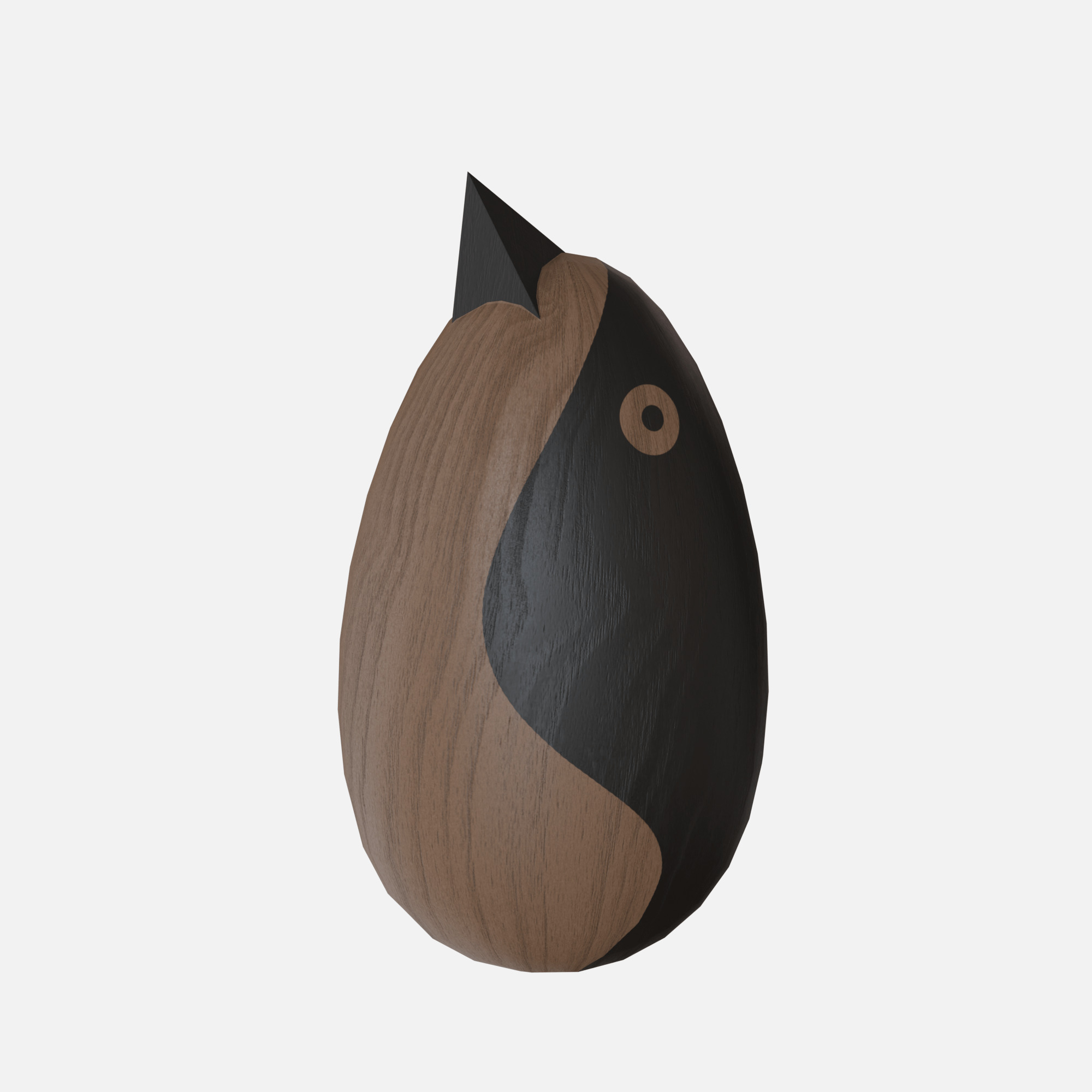 Wood round bird Low-poly 3D model_3