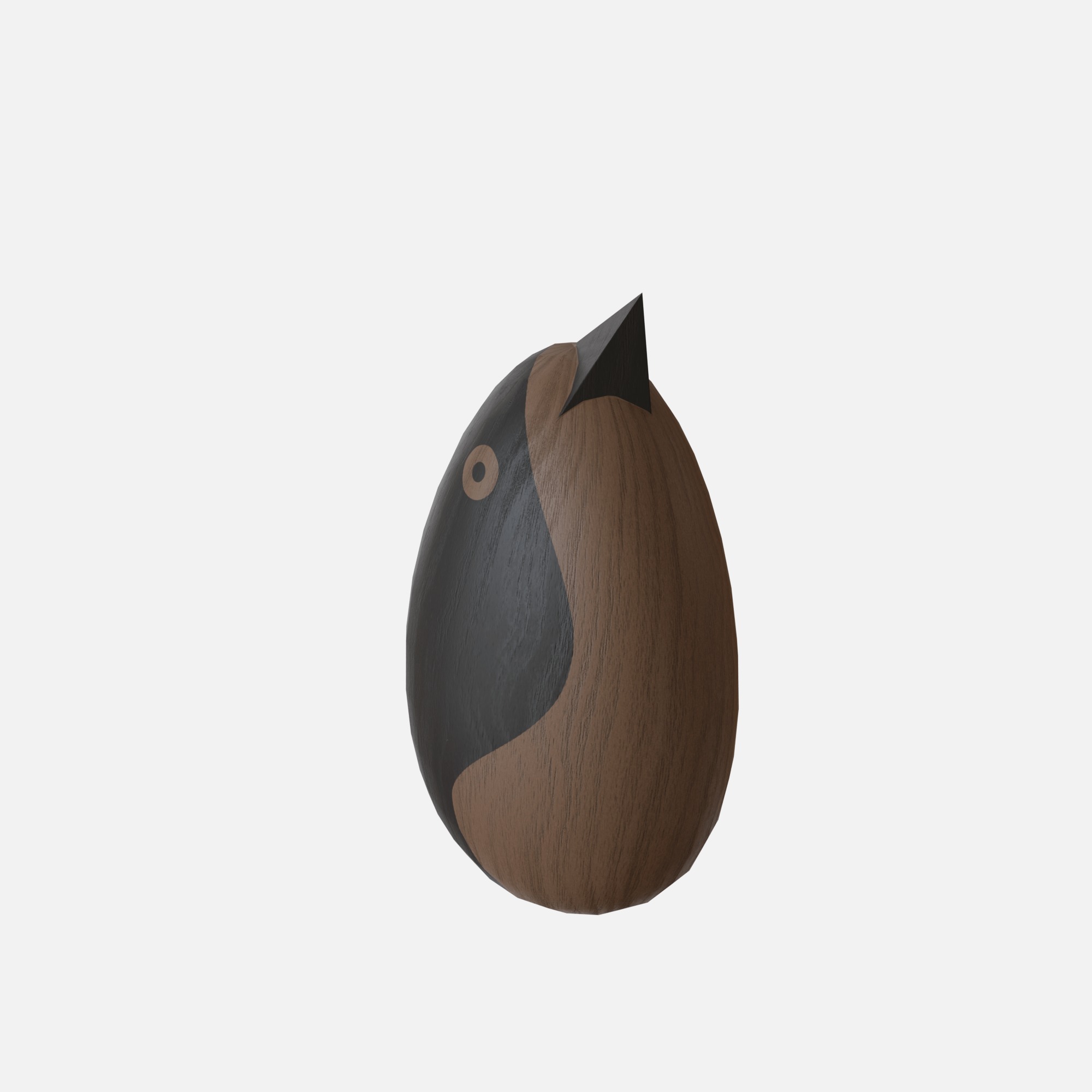 Wood round bird Low-poly 3D model_1