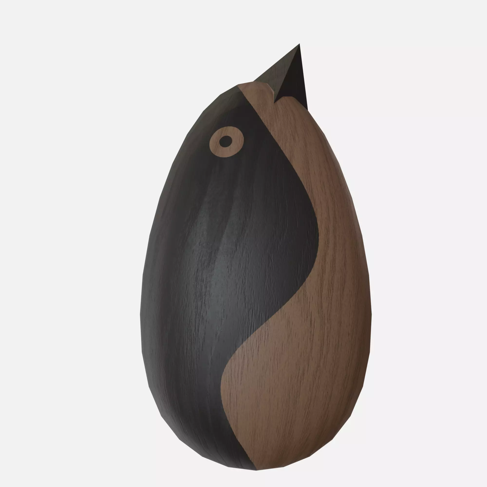 Wood round bird Low-poly 3D model_0