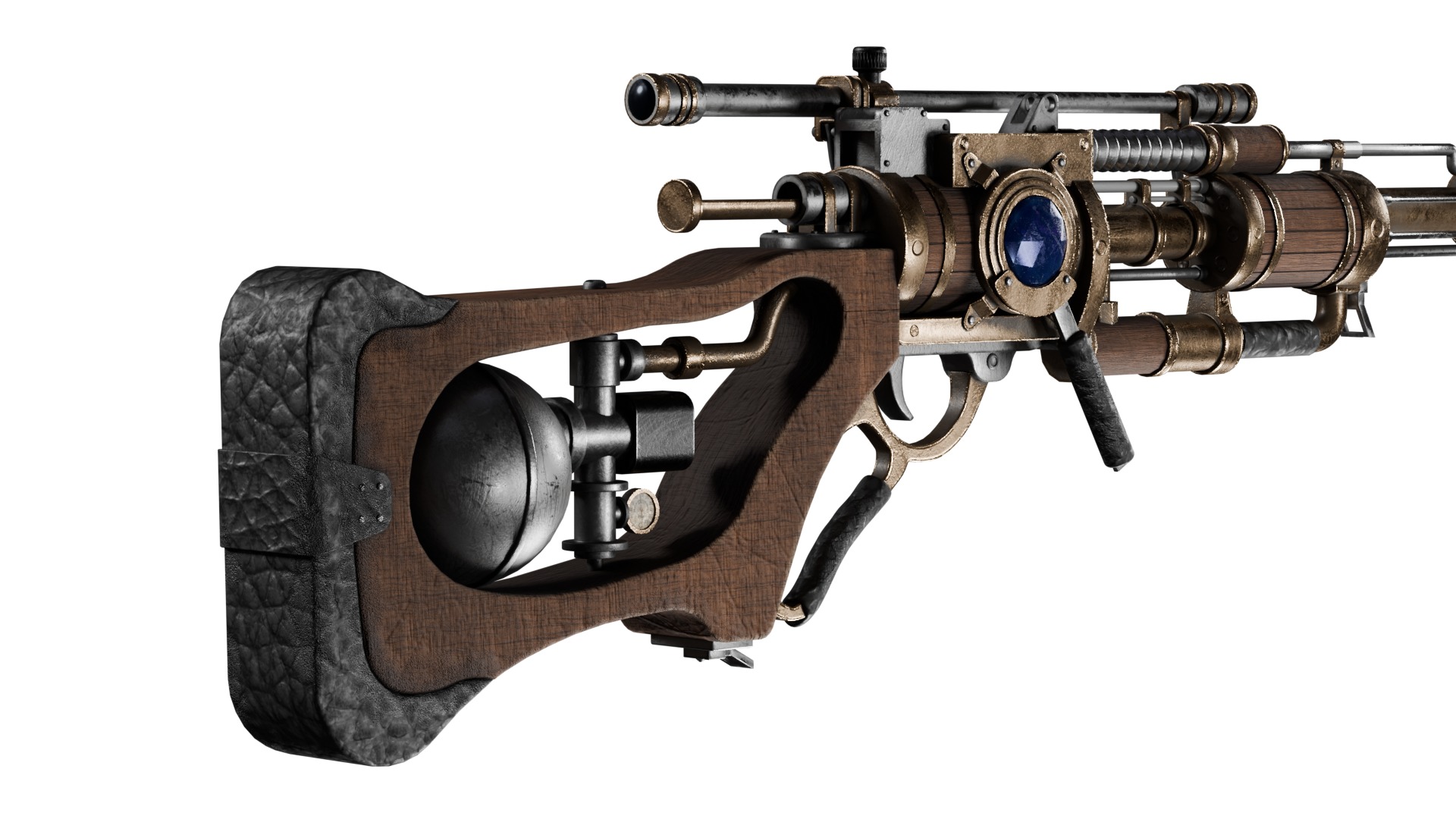 Steampunk Old Gun Concept for games 3D model_25