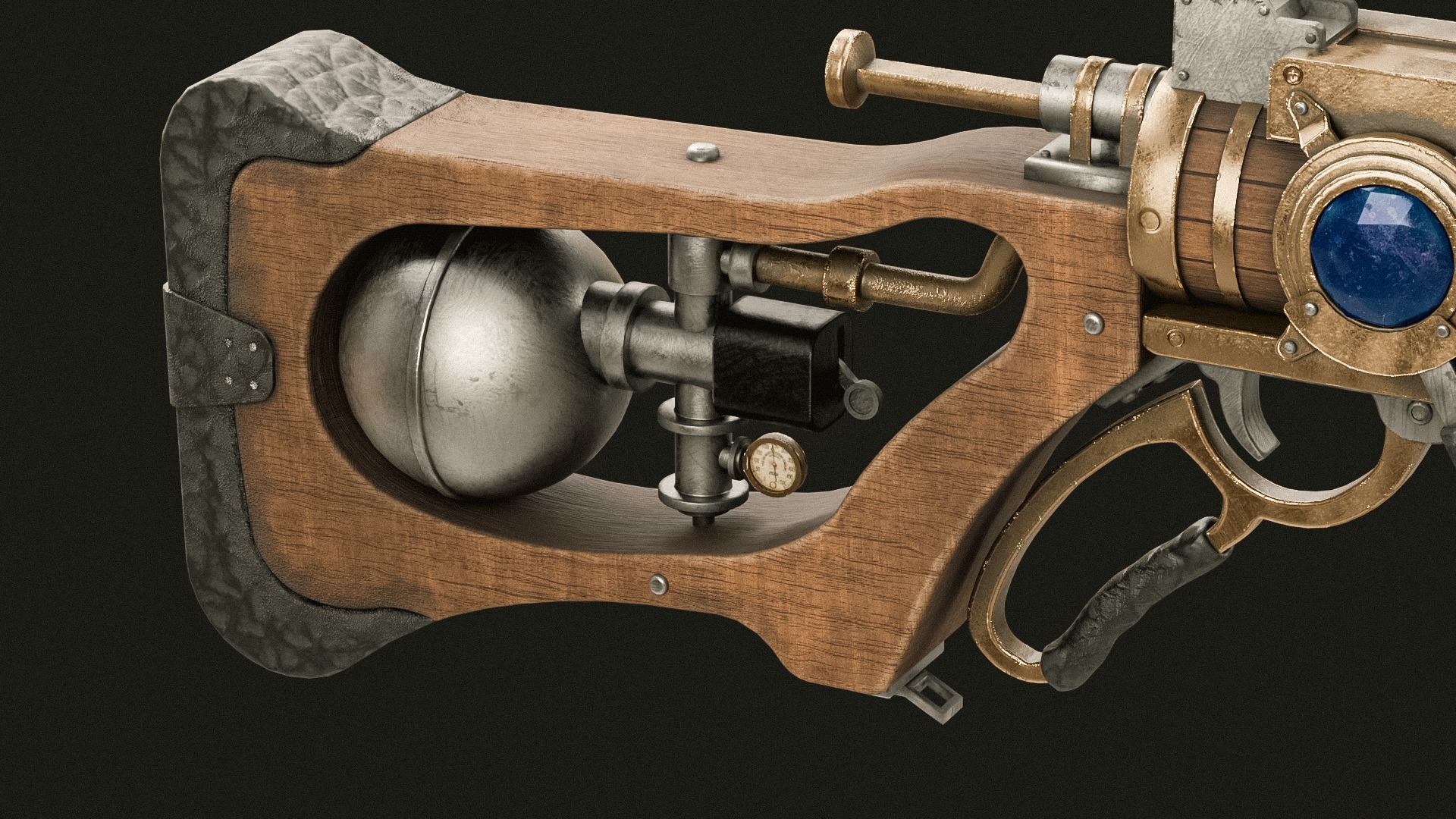 Steampunk Old Gun Concept for games 3D model_11
