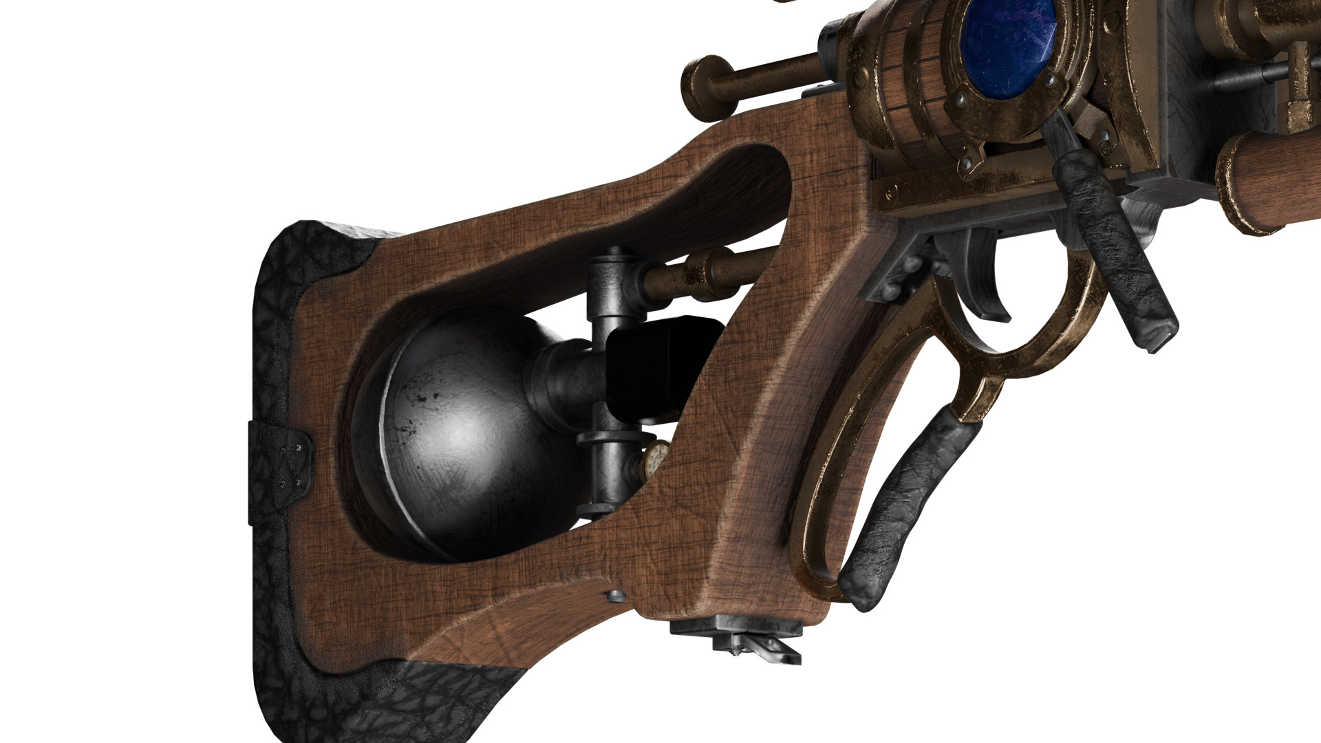 Steampunk Old Gun Concept for games 3D model_28