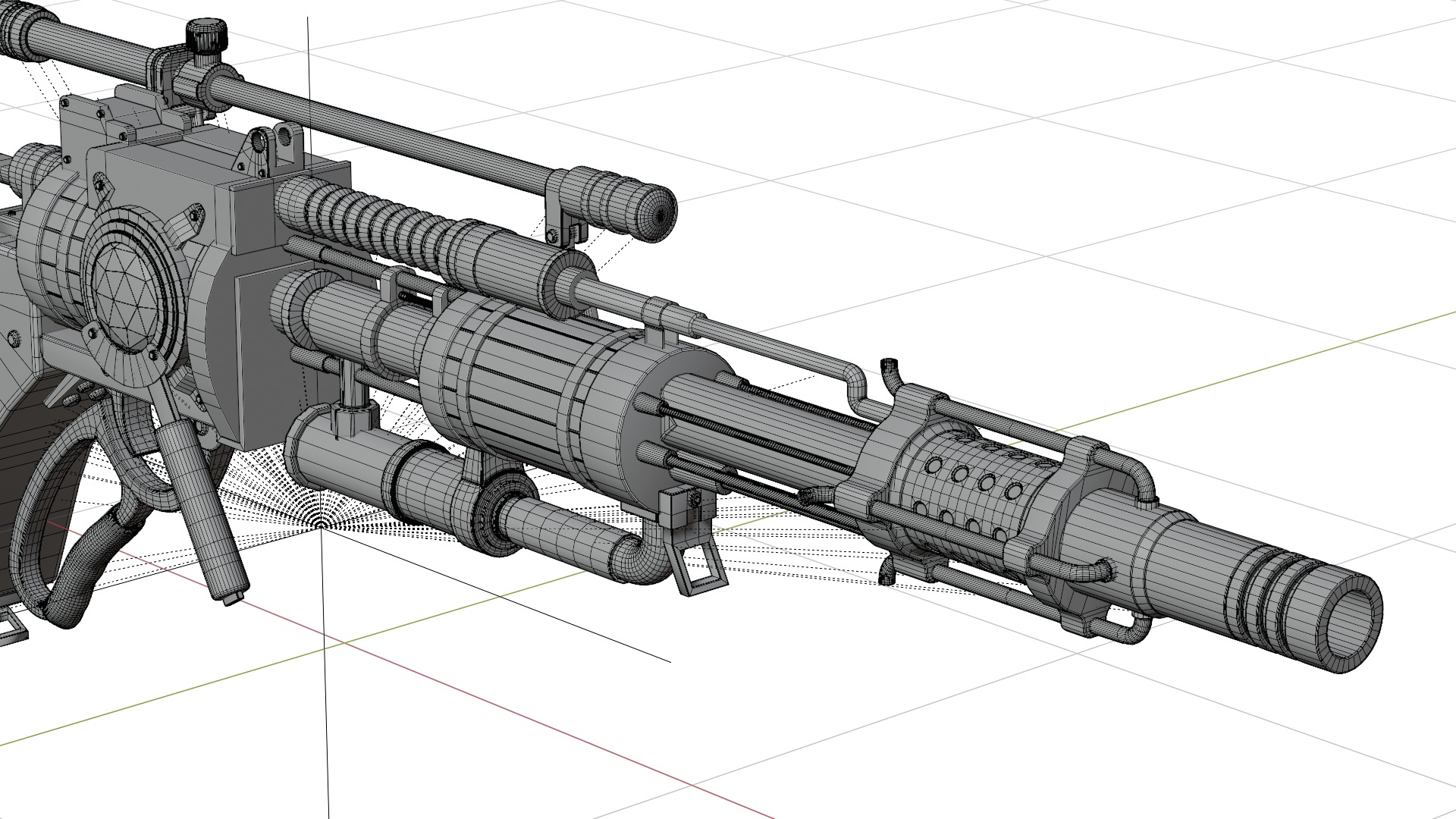 Steampunk Old Gun Concept for games 3D model_33