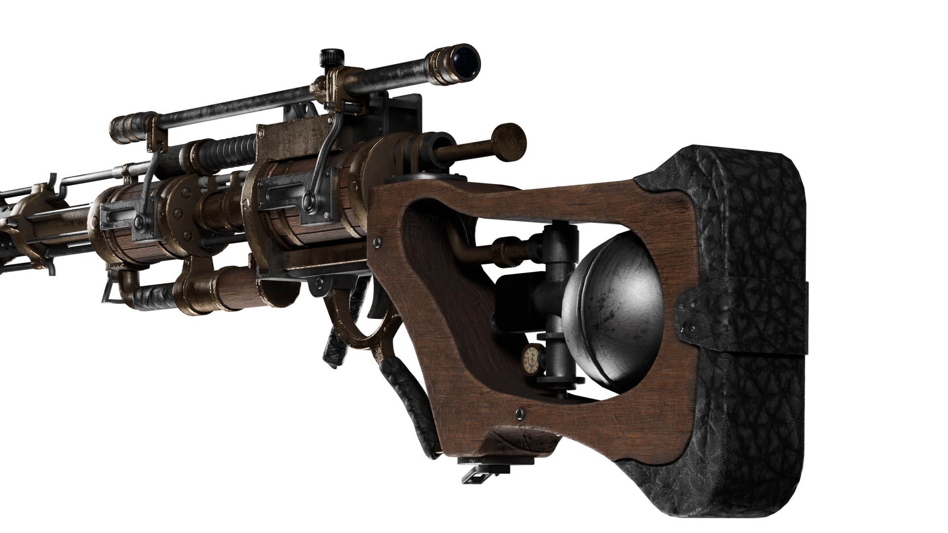 Steampunk Old Gun Concept for games 3D model_24