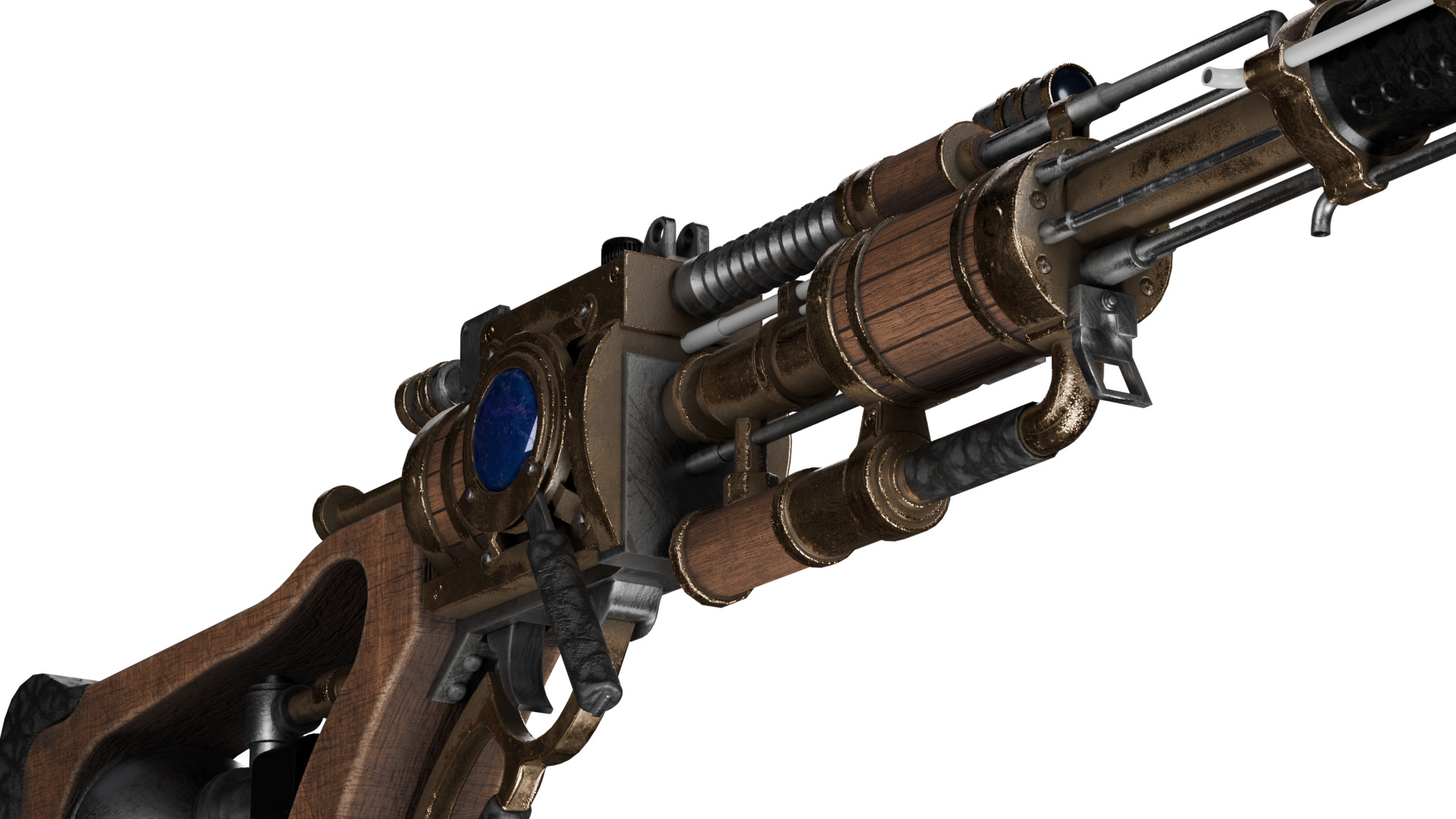 Steampunk Old Gun Concept for games 3D model_27
