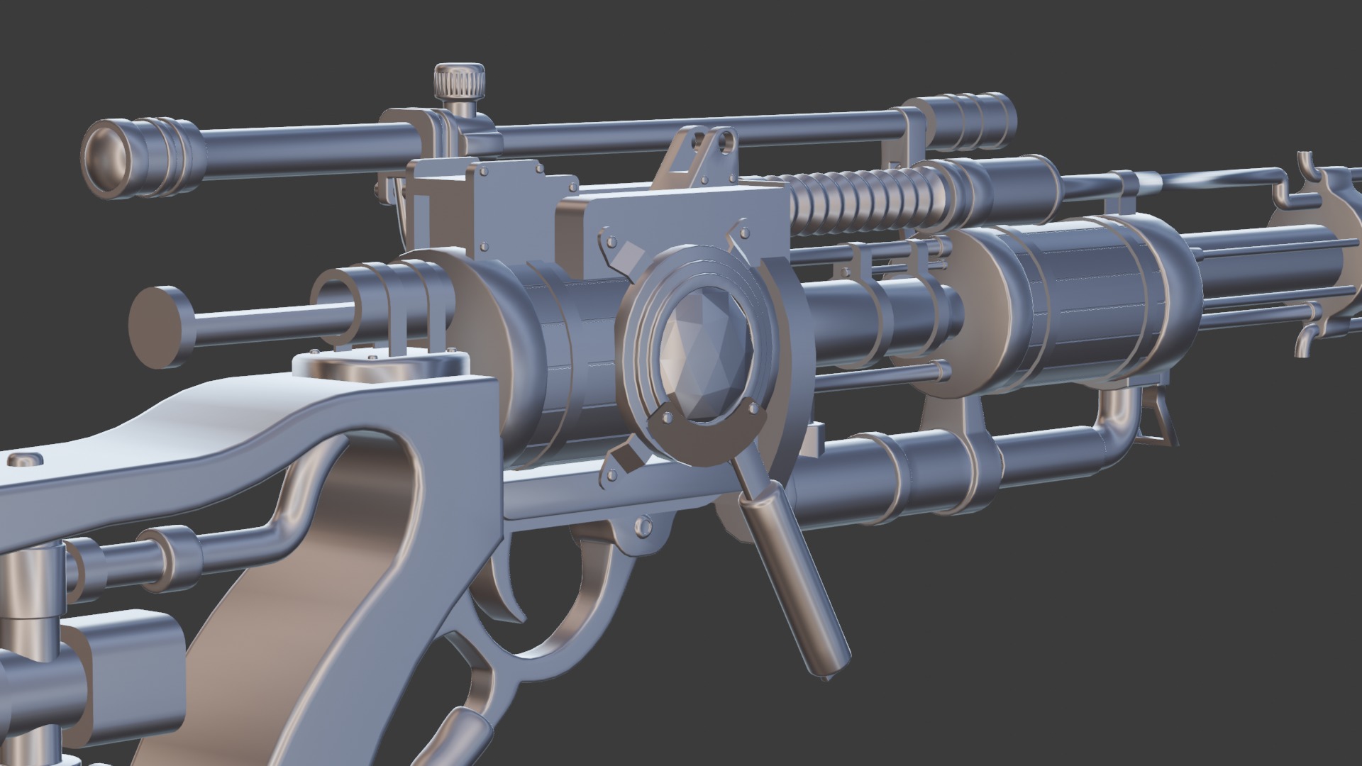 Steampunk Old Gun Concept for games 3D model_17