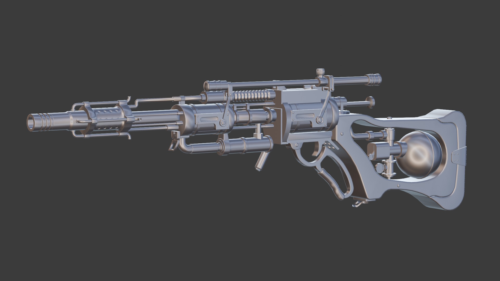 Steampunk Old Gun Concept for games 3D model_12