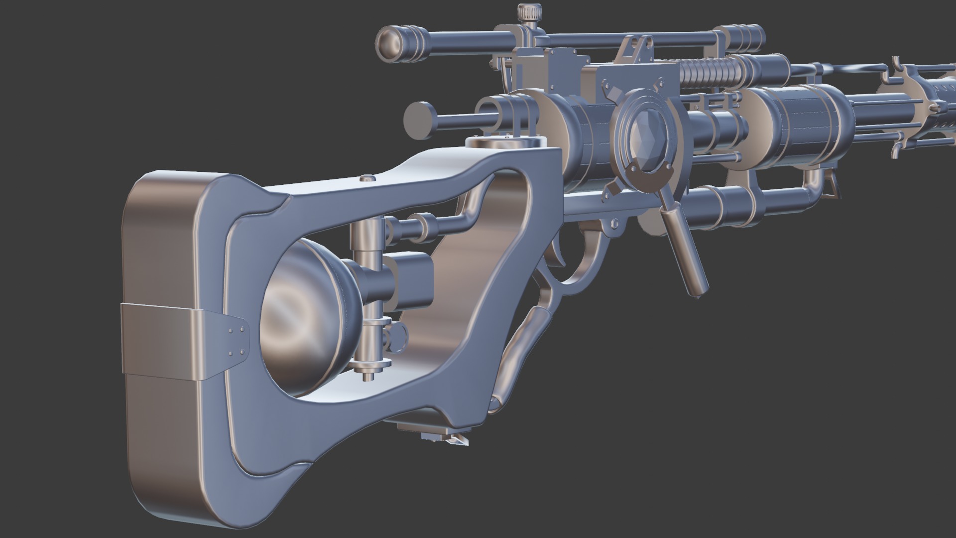 Steampunk Old Gun Concept for games 3D model_16