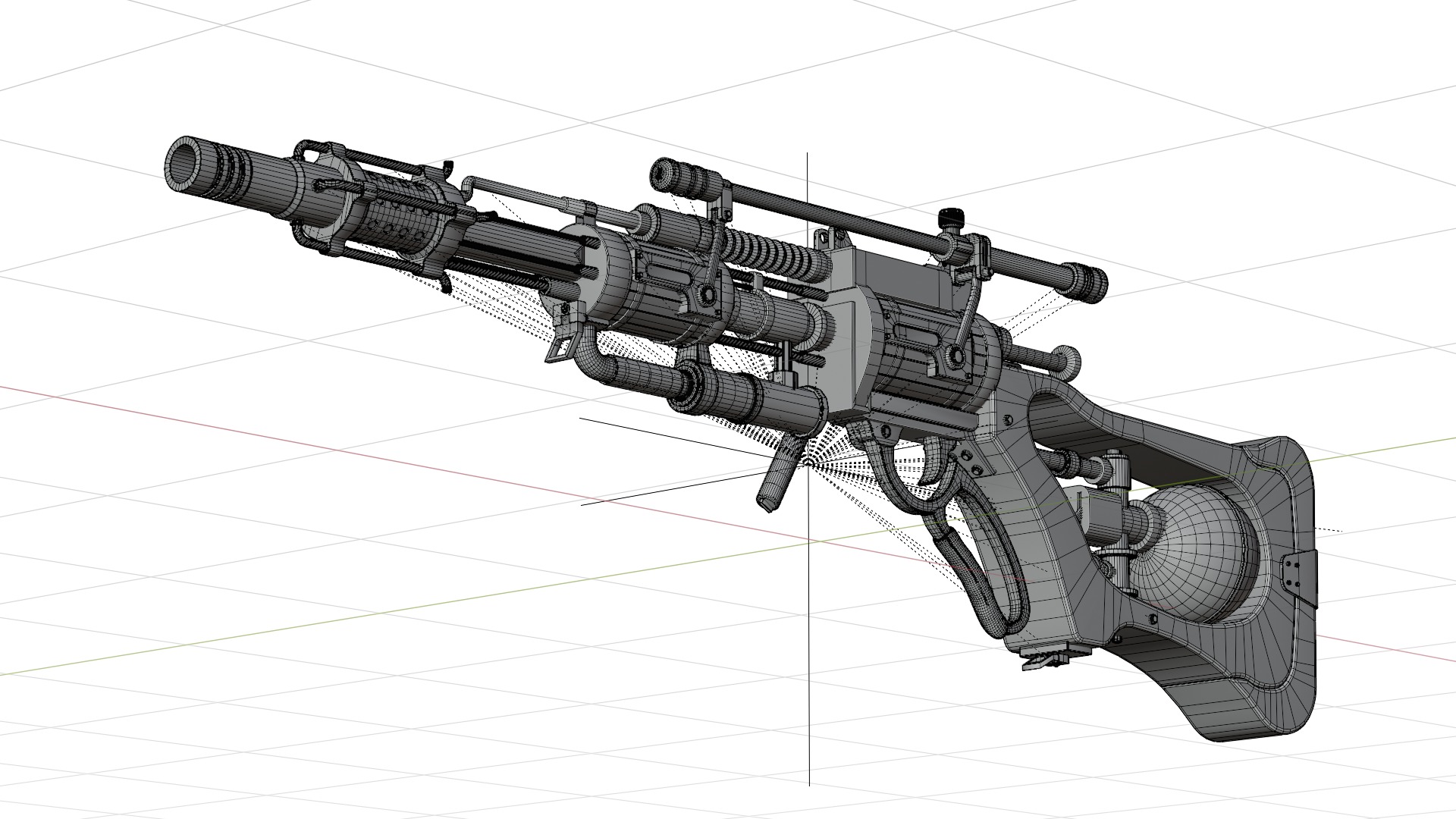 Steampunk Old Gun Concept for games 3D model_31