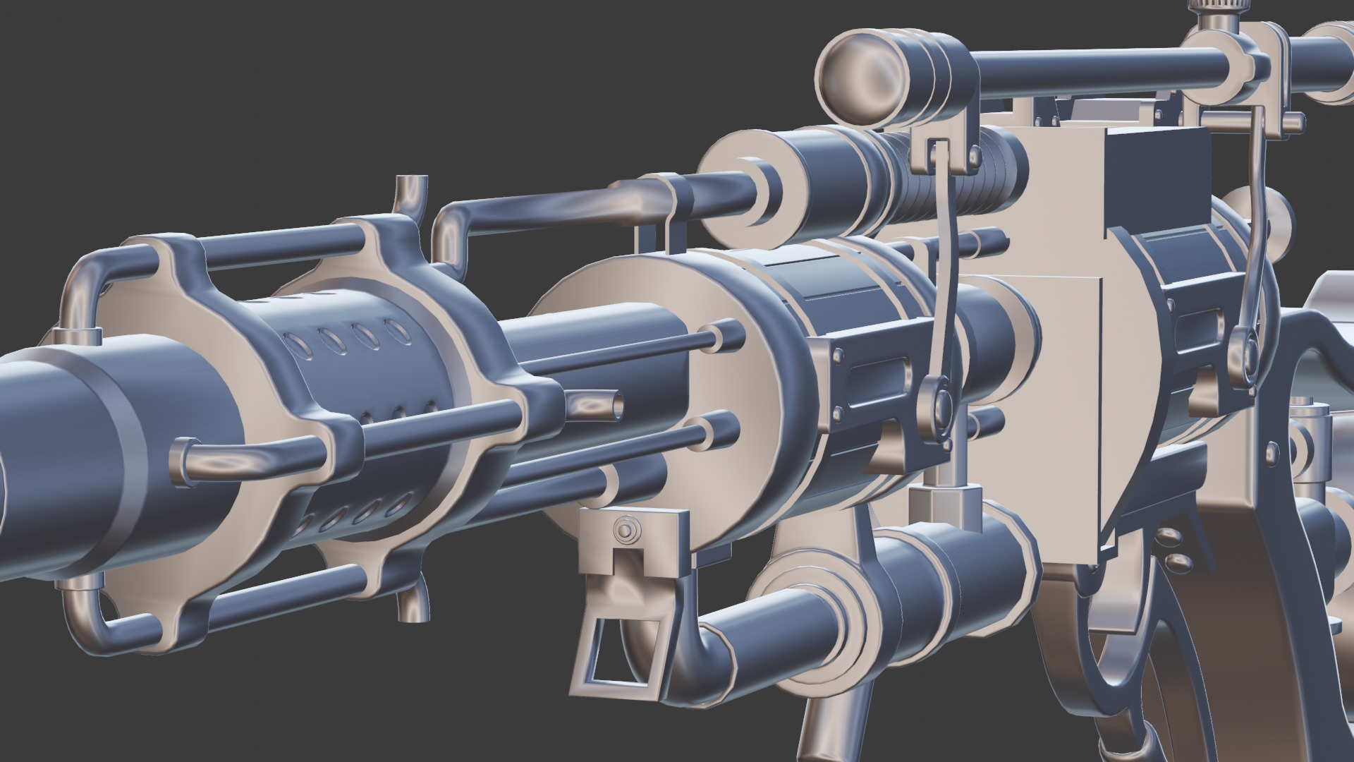 Steampunk Old Gun Concept for games 3D model_20