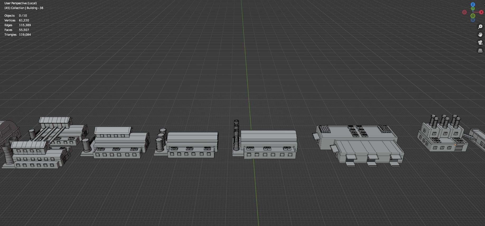 Low Poly Industrial Building Pack Of 70 -Game Ready -Untextured Low-poly 3D model_54