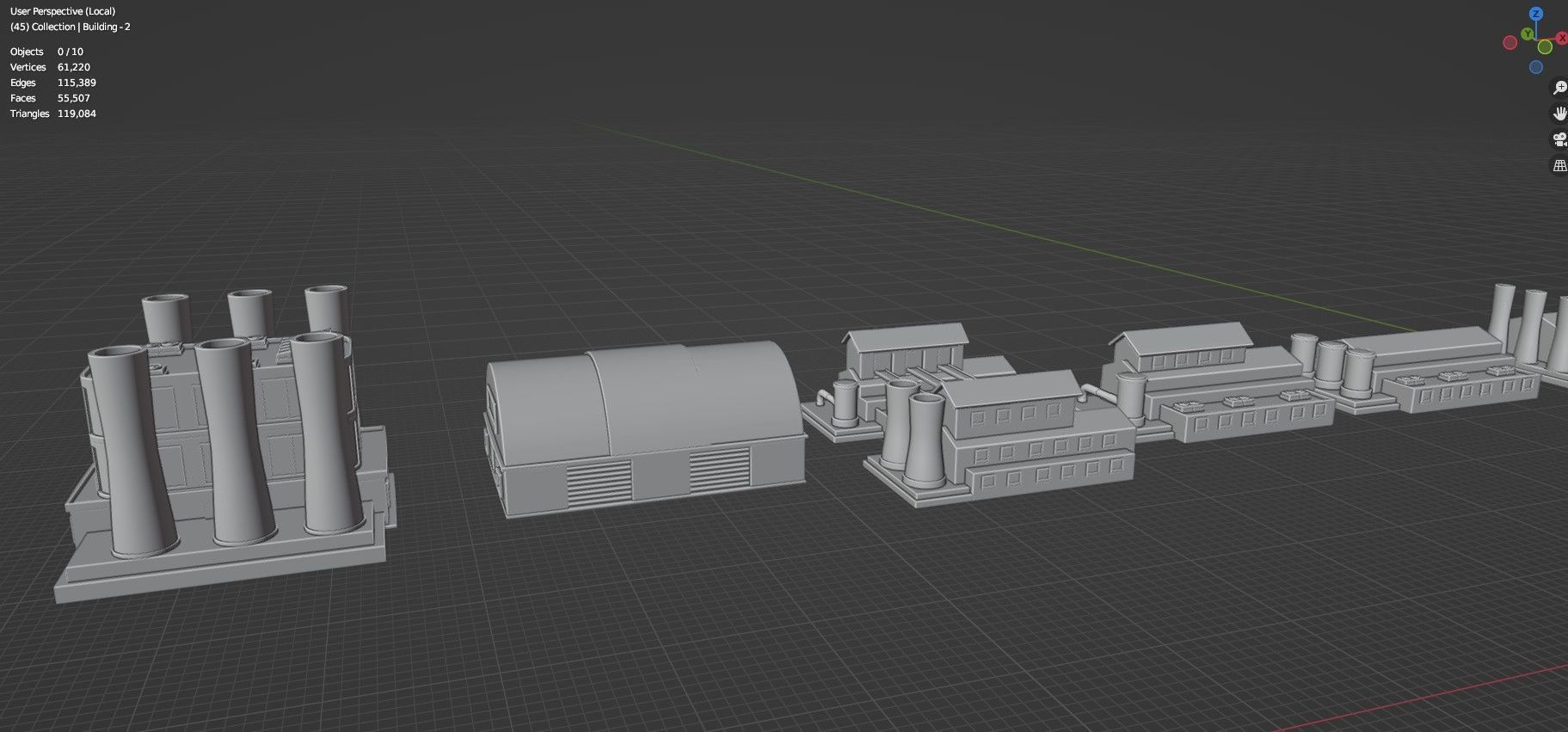 Low Poly Industrial Building Pack Of 70 -Game Ready -Untextured Low-poly 3D model_28