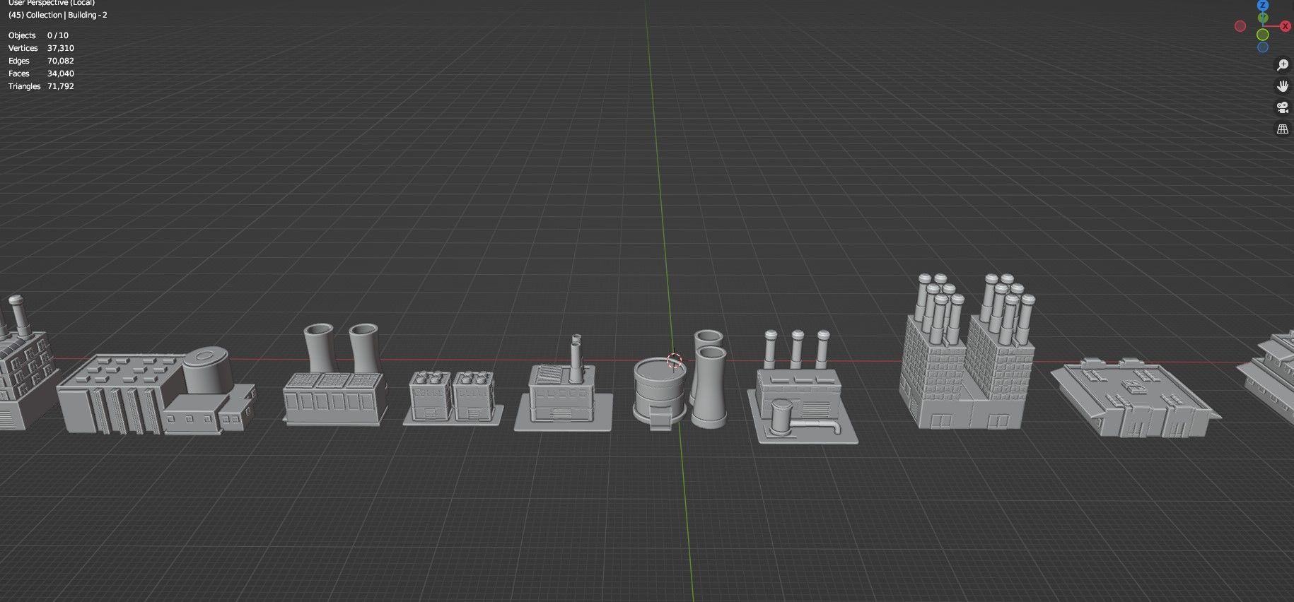 Low Poly Industrial Building Pack Of 70 -Game Ready -Untextured Low-poly 3D model_49