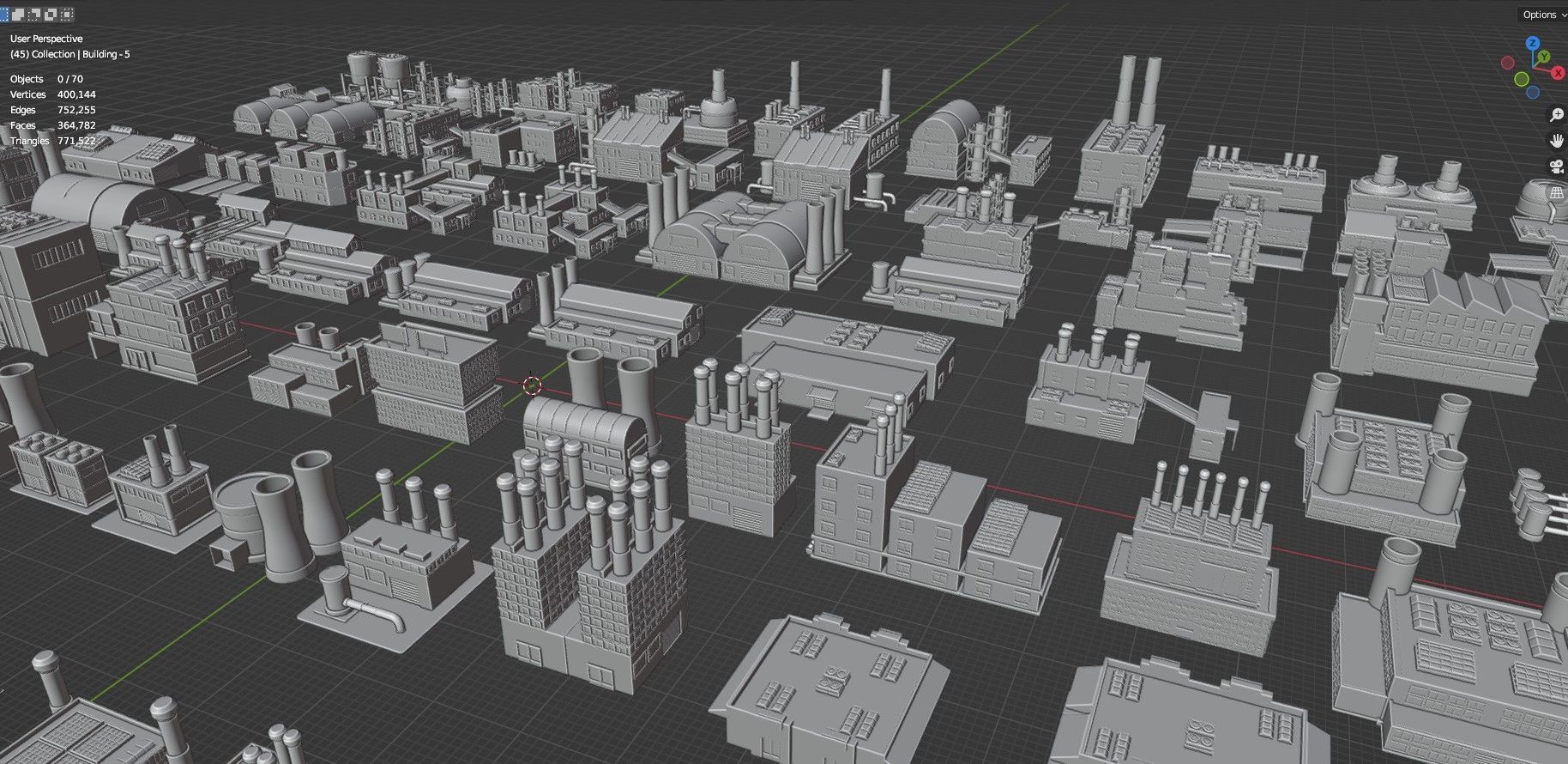 Low Poly Industrial Building Pack Of 70 -Game Ready -Untextured Low-poly 3D model_40