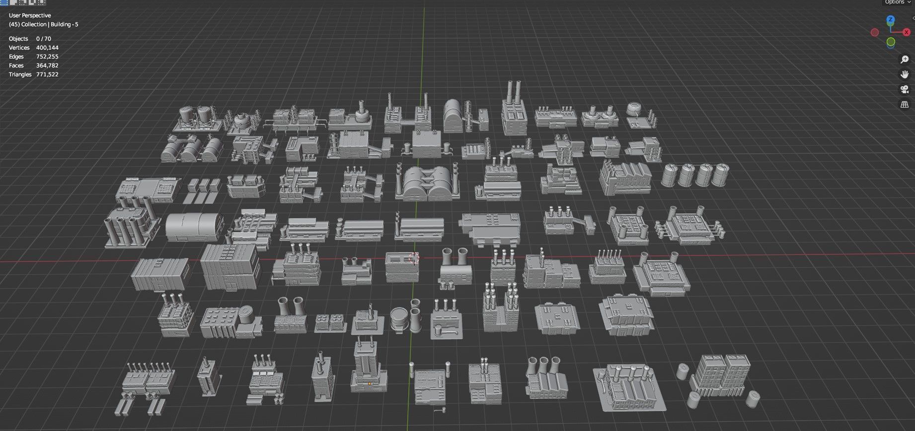 Low Poly Industrial Building Pack Of 70 -Game Ready -Untextured Low-poly 3D model_43