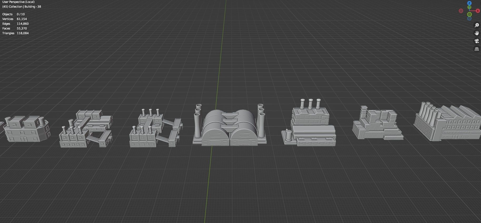 Low Poly Industrial Building Pack Of 70 -Game Ready -Untextured Low-poly 3D model_33