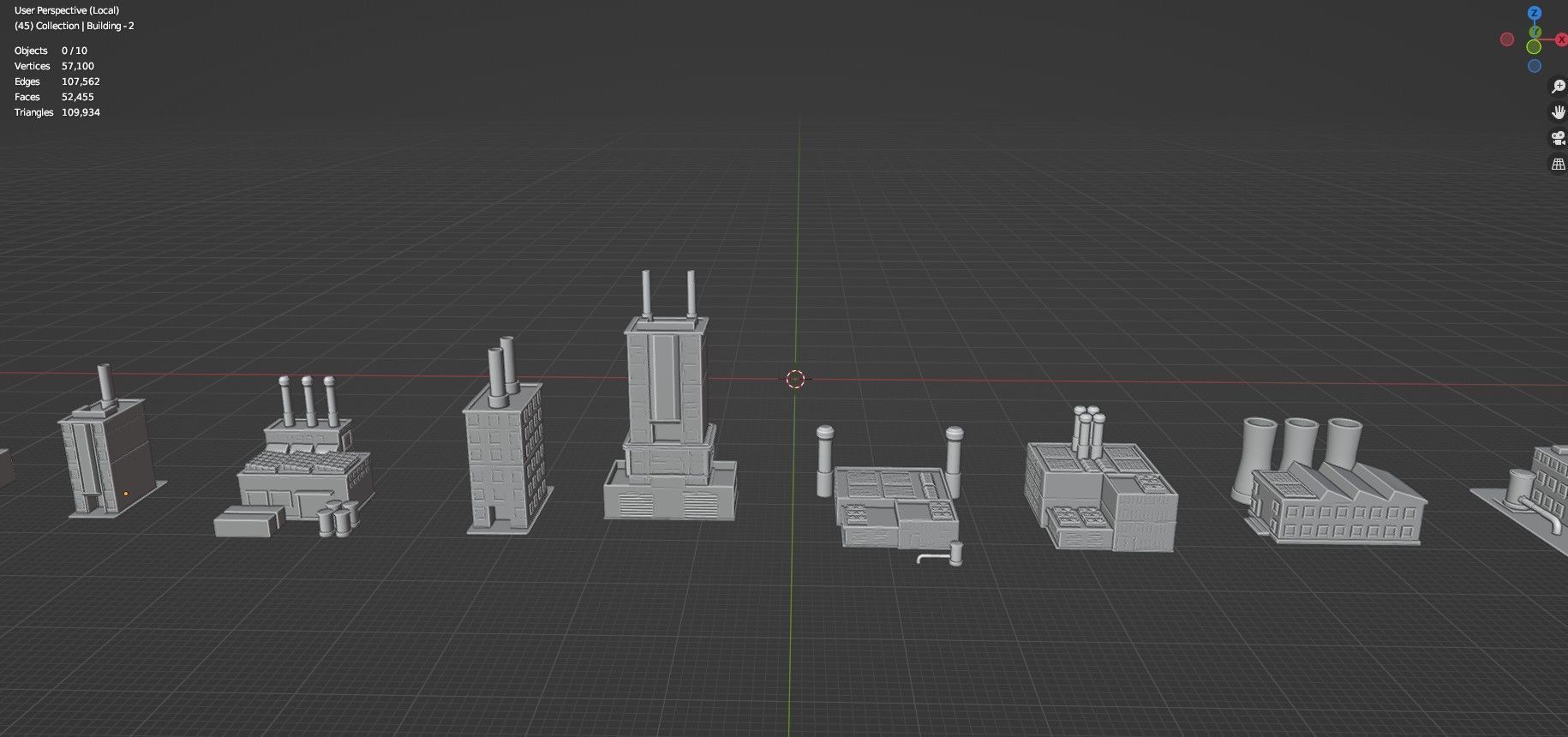 Low Poly Industrial Building Pack Of 70 -Game Ready -Untextured Low-poly 3D model_46