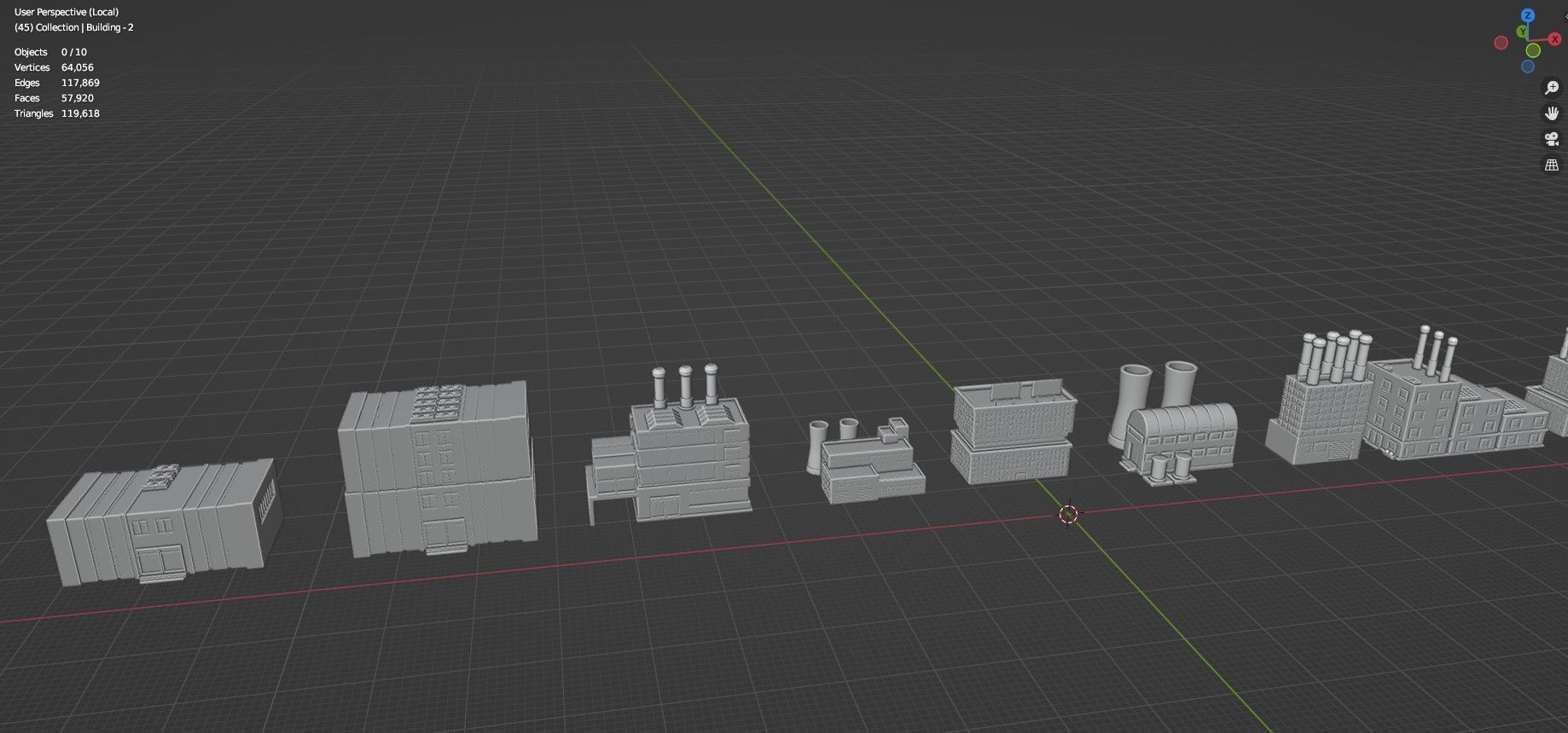 Low Poly Industrial Building Pack Of 70 -Game Ready -Untextured Low-poly 3D model_50